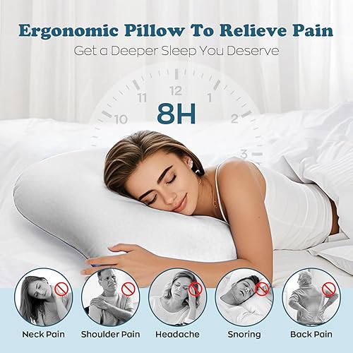 Miniatura 3 de Cloud Contour - Almohada de espuma viscoelástica con diseño ergonómico para dormir cómodamente y reducir los ronquidos, cuello y almohada cervical