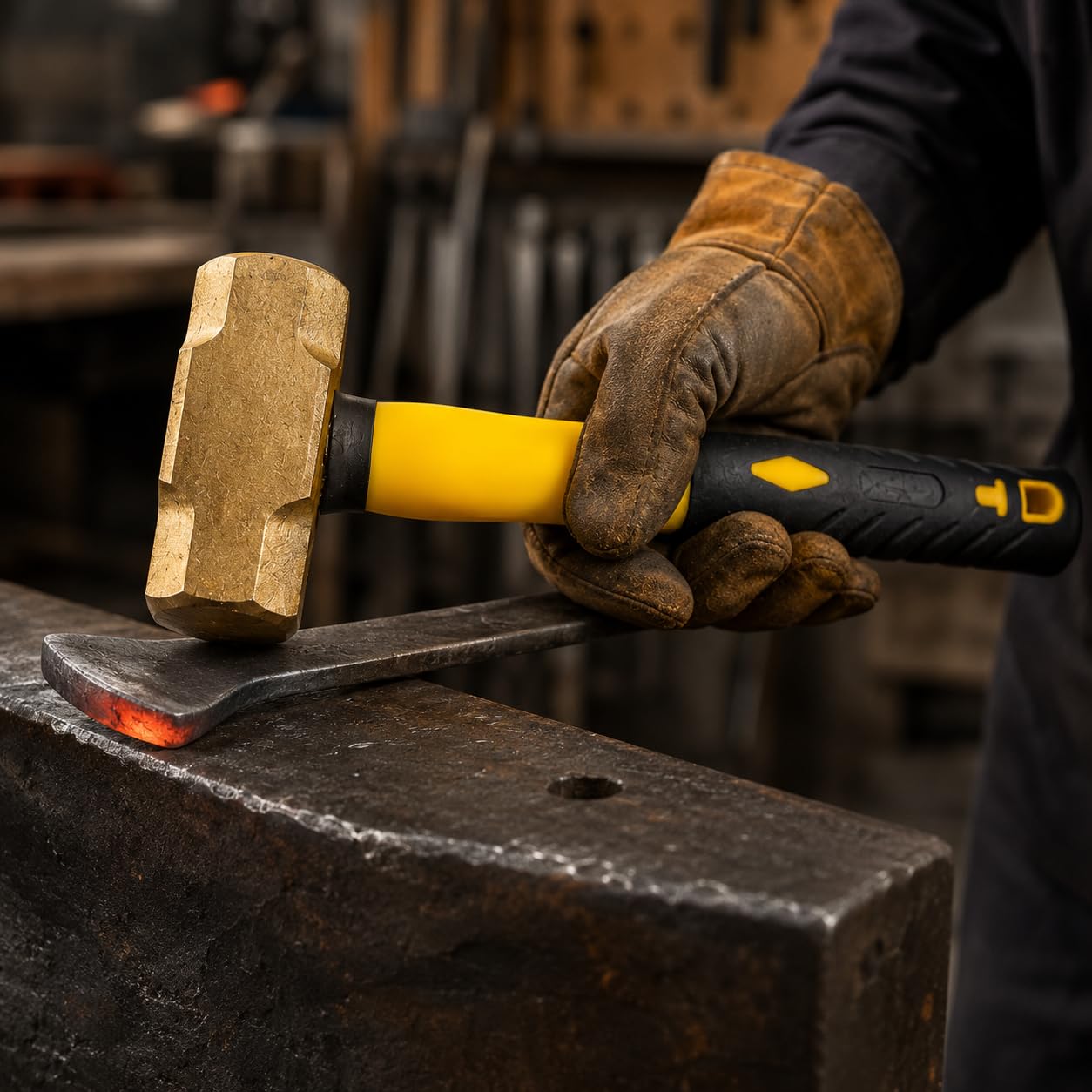 Stark USA 1lb Brass Sledge Hammer - Fiberglass Handle -4 Stark USA 1lb Brass Sledge Hammer - Fiberglass Handle -4
