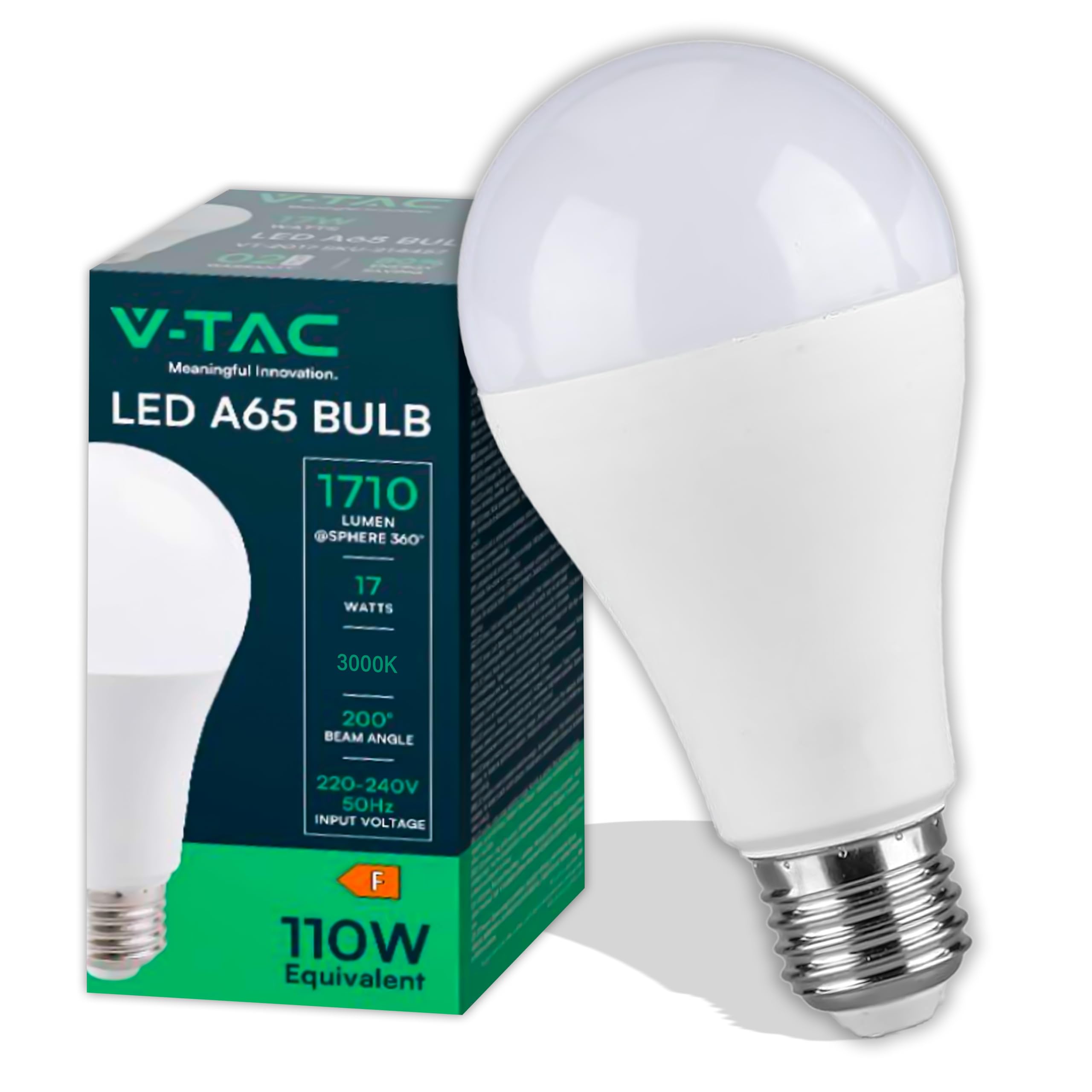 V-Tac Vt-2017-N Lampadina Led E27 17w A65 Luce Bianco Caldo 3000k - Sku 214456