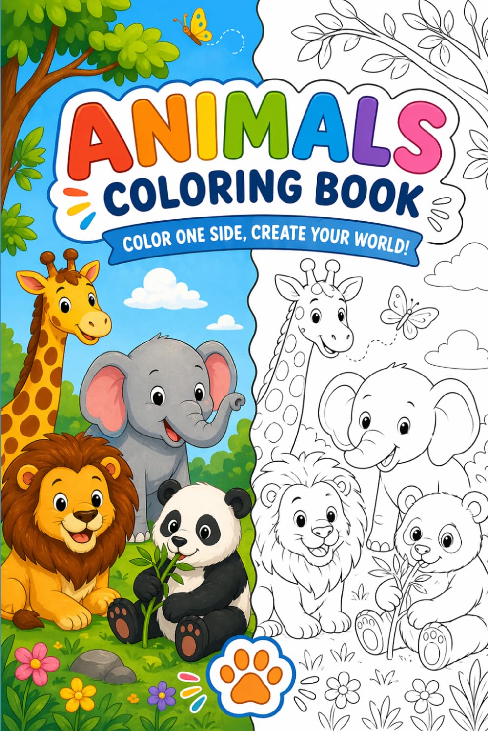 Zoo animal coloring book for kids