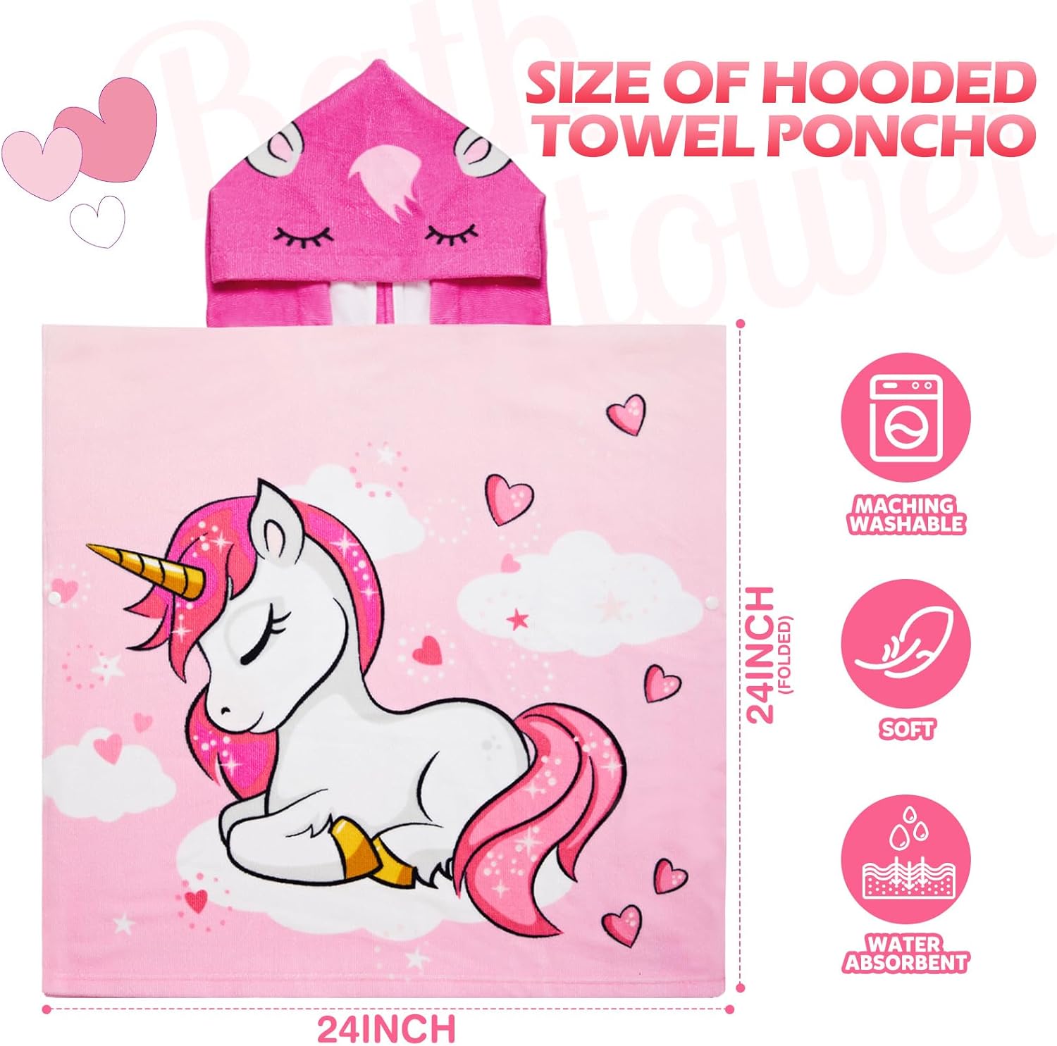 Oudain 6 Pcs Kids Hooded Towel Kids Bath Towels with Hood Microfiber Baby Pool Beach Towel for Boy Girls Toddler(47 x 24 Inch,Cute Style)