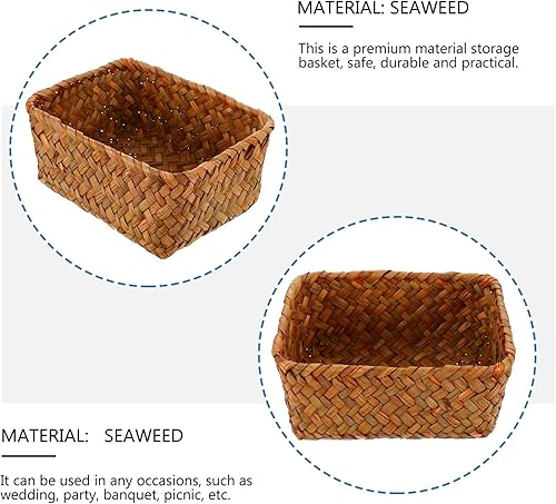 Miniatura 7 de Alipis 2 cajas de almacenamiento tejidas para almacenamiento de ropa, cestas de almacenamiento de escritorio, organizador de escritorio, cestas para