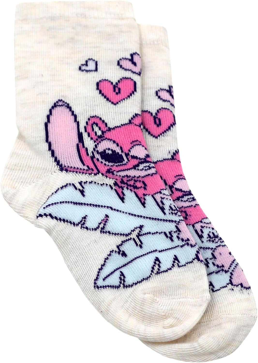 Socks for Girls, Lilo & Stitch 5 Pack Crew Sock Set for Kids, Toddler and Little Kids Shoe Sizes - Image 5