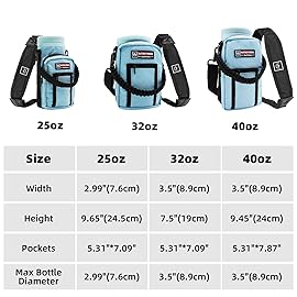NATURE PIONEOR Water Bottle Holder with Adjustable Strap - 25/32/40oz Insulated Water Bottle Carrier Sling Sleeve with Paracord Handle & 2 Storage Pockets, Hiking, Camping, Gym