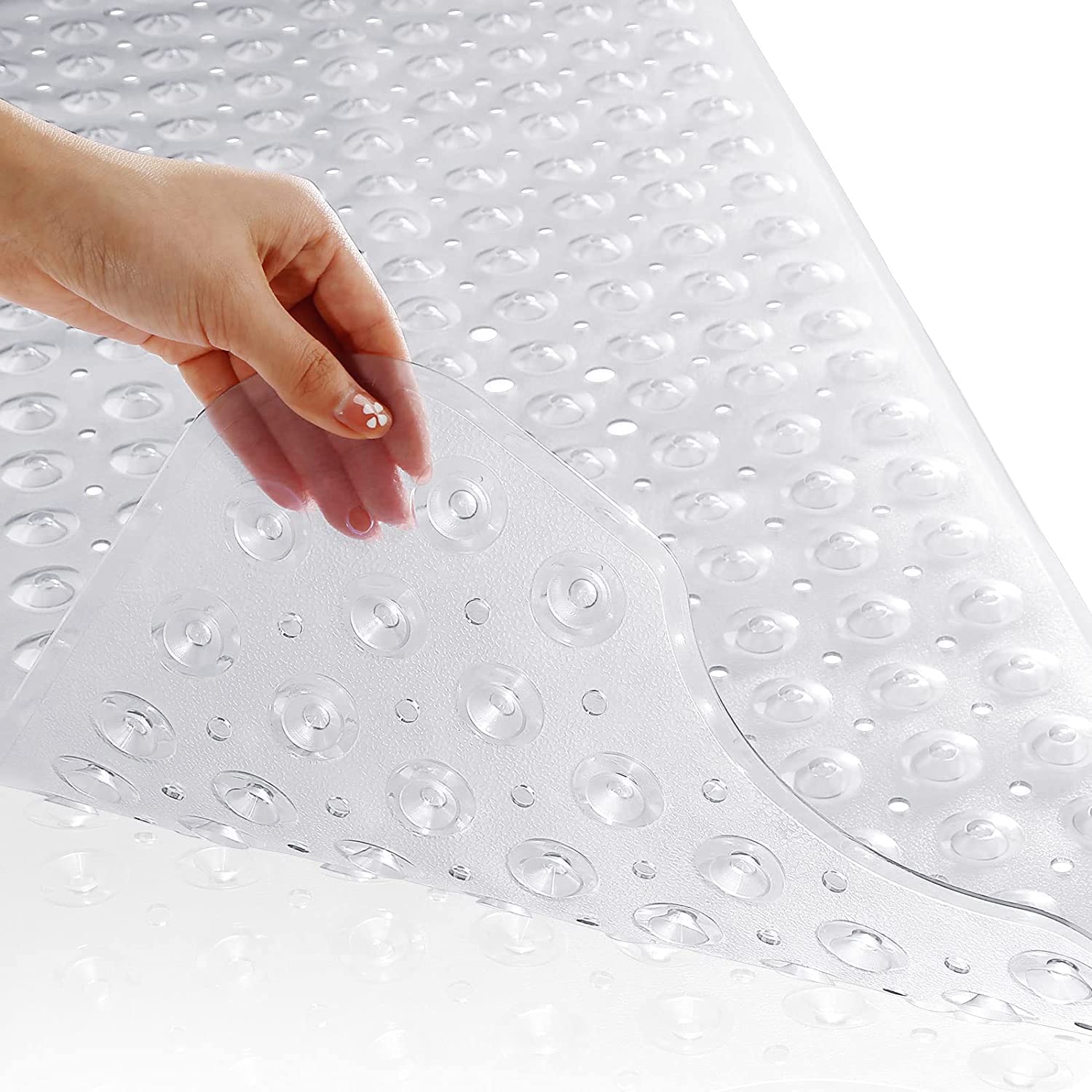 vhkd PVC Door Bathroom Mat Anti Skid Slip Blue Long Bathroom mat (Clear 100x40cm)-picture-1