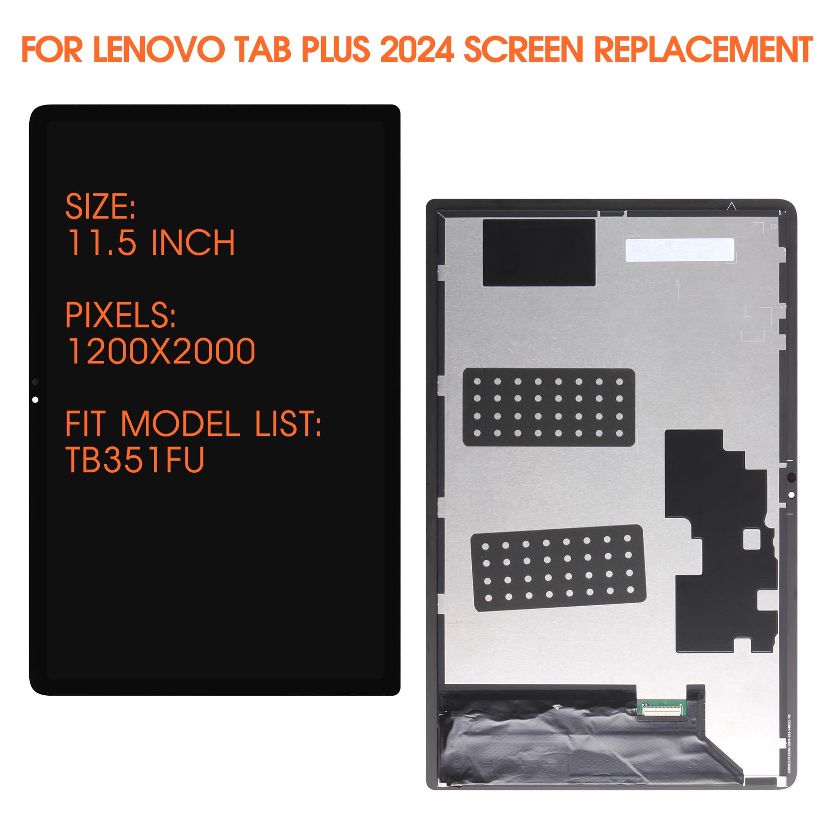 LCD Display pour Lenovo Tab Plus TB351FU 11,5 Pouces 2024 Écran de Rechange pour Lenovo Tab Plus TB351FU Ecran Replacement Digitizer Touchscreen Full Assembly avec Réparation Kit