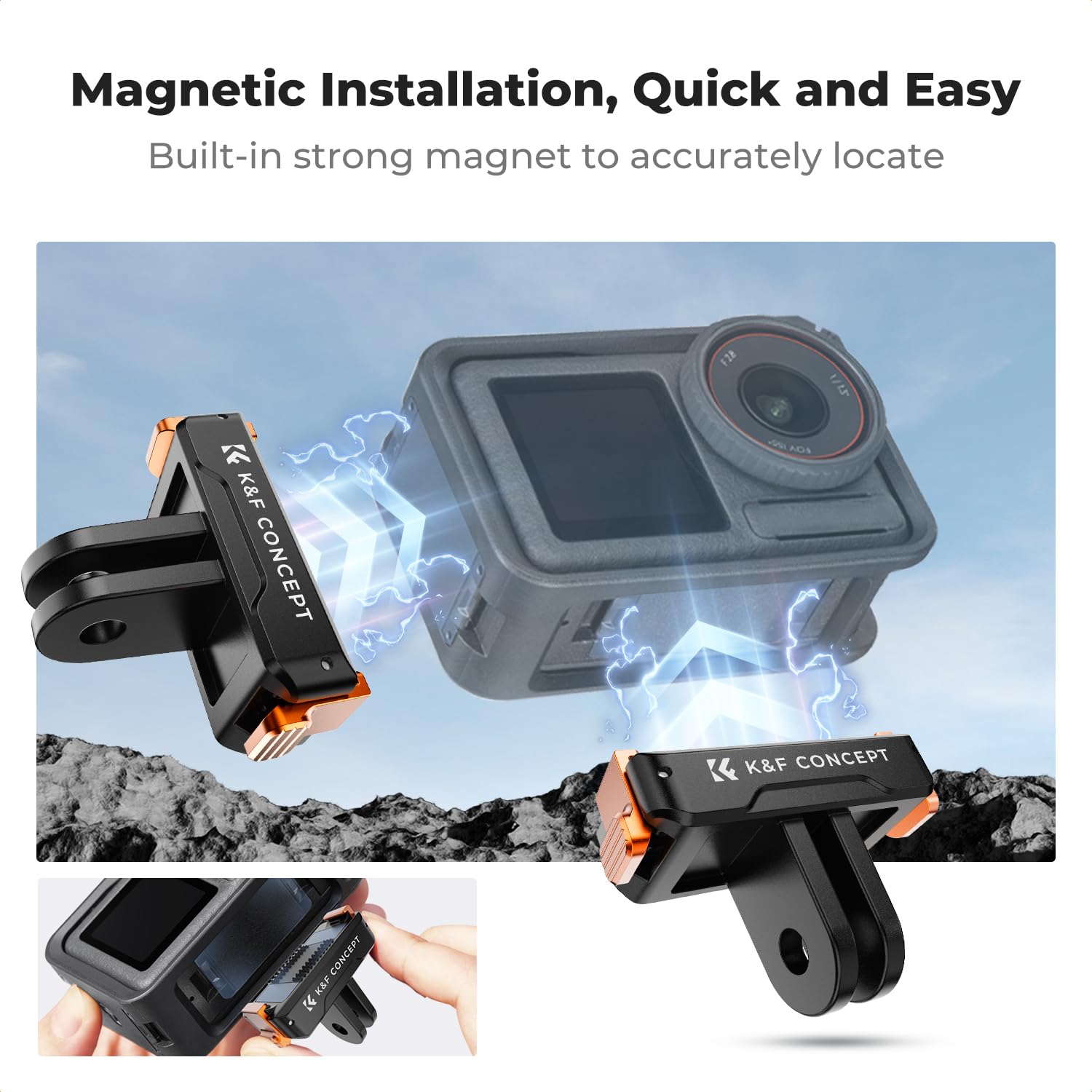 K&F CONCEPT Magnetyczny adapter szybkiego zwalniania do DJI Osmo Action 5 Pro 4 3, do Osmo 360, uchwyt kamery akcji z konstrukcją 2 Spigot, akcesoria do montażu kamery akcji (2 szt.)