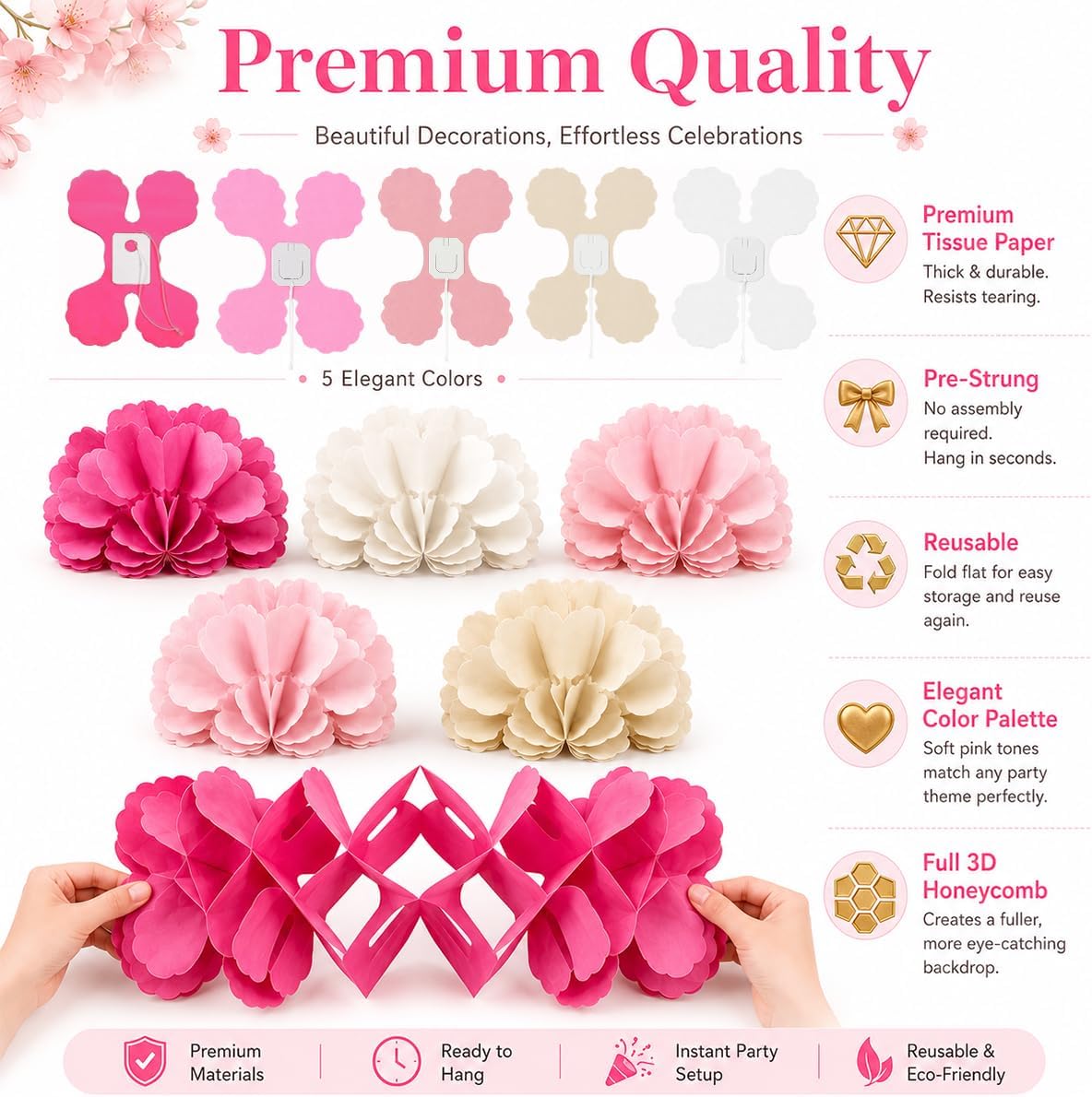 15pcs Pastel Pink Streamers Party Decor, Four-Leaf Clover Paper Garlands | 57Ft Four-Leaf Clover Streamer Paper Garland for Ceiling Decoration Hanging, Wedding Baby Shower Bridal Shower Birthday Decor
