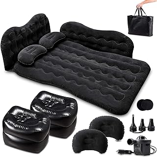 Zento Deals Inflatable Air Mattress for Car - Portable Travel Bed with Pillows for Camping, Sleeping Outdoors - Universal for SUV, Truck and RV Back Seat (Pack 1)