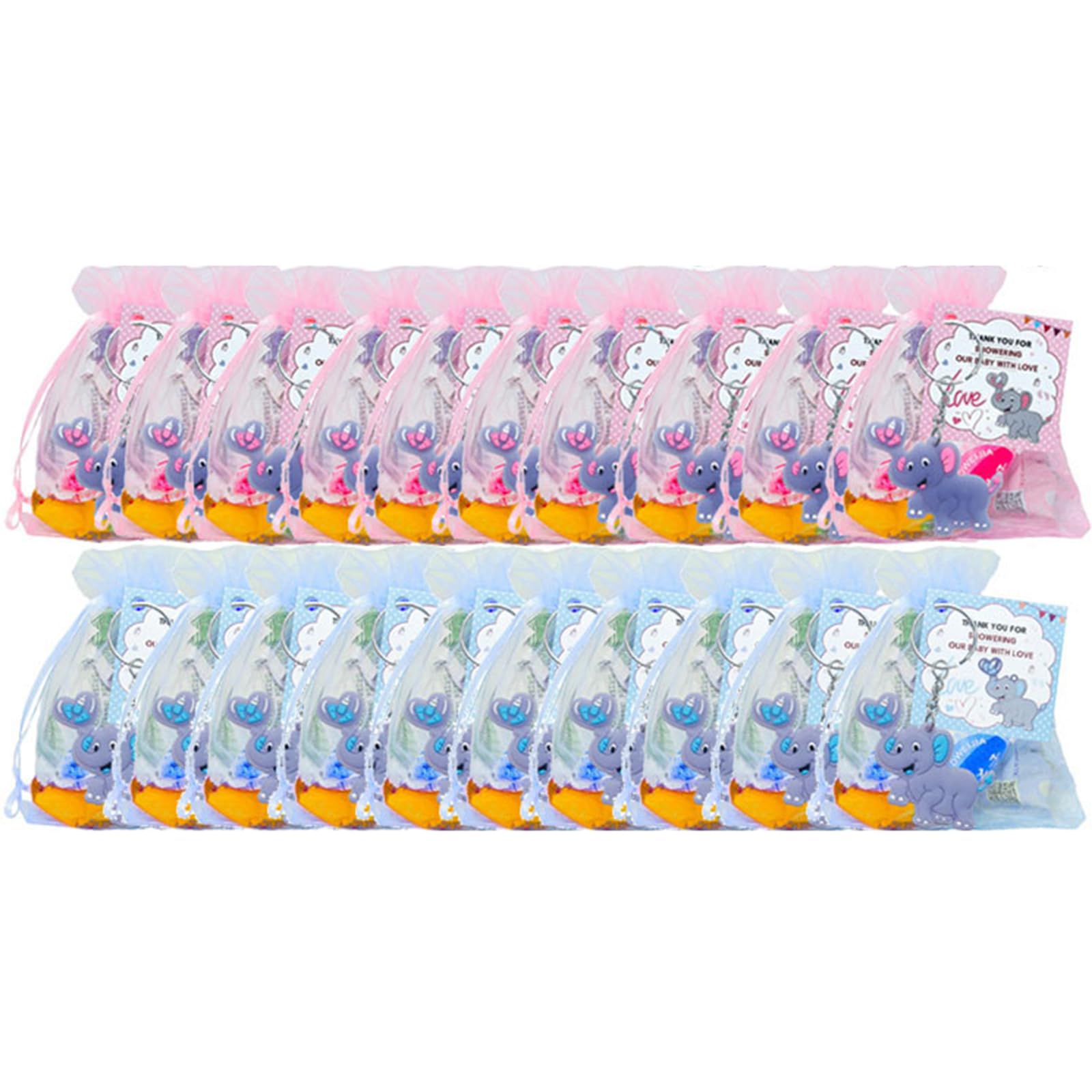 Elnwnnkc 30Pcs Colorful Keyring Elephant Pendant Keychains Set Baby Shower Return Favor Guest Animal Theme Chain Baby Shower Keychains
