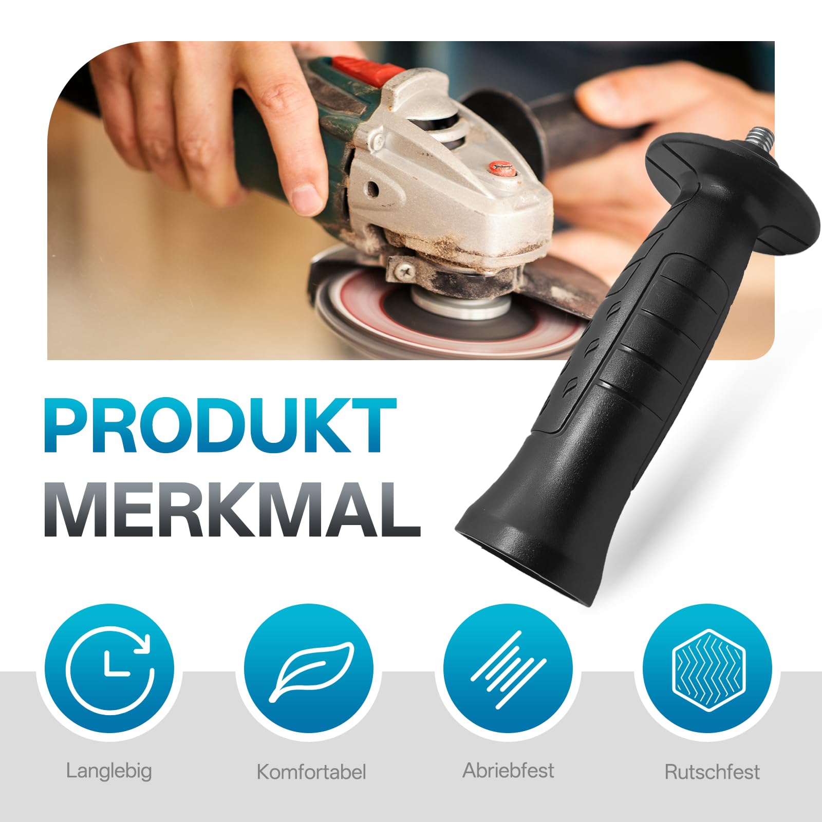 Supporto laterale per smerigliatrice angolare M8, antiscivolo, durevole, accessorio di ricambio per smerigliatrice angolare, compatibile con la maggior parte dei modelli, nero