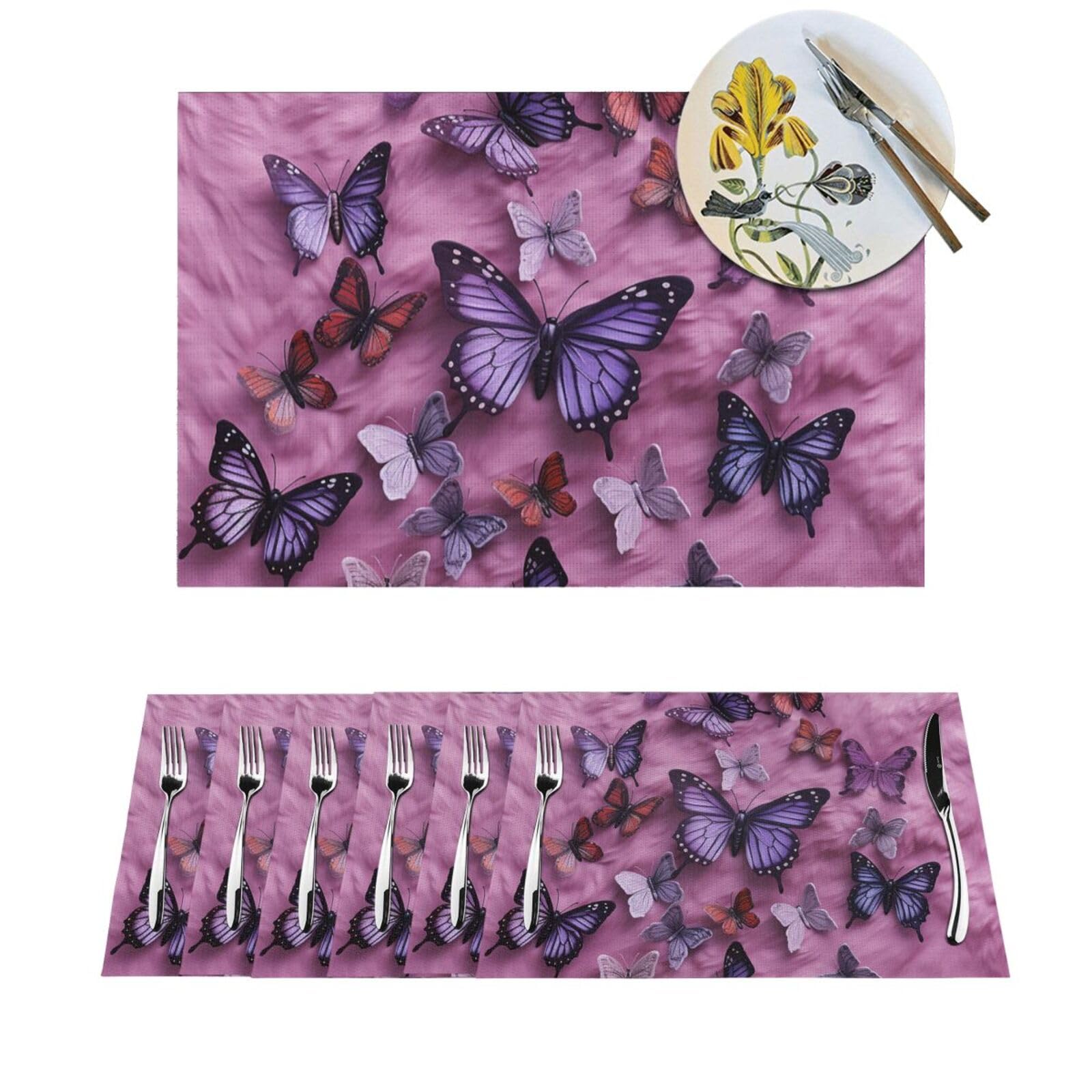 Set de table rectangulaire PVC tissé résistant chaleur tapis table lavable x6