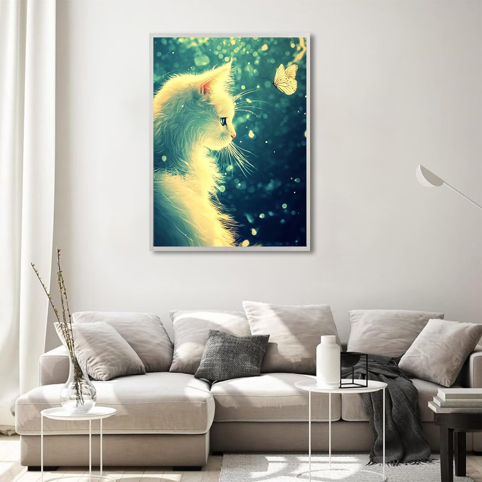 Diamond Painting Retro, Katze Diamond Painting Erwachsene 5D Eckige Steine Full Drill Diamond-painting, DIY Kreuzstich Bastelset Kreativ Set für Erwachsene, Home Wand Dekor, Geschenke 60x90cm,Model904