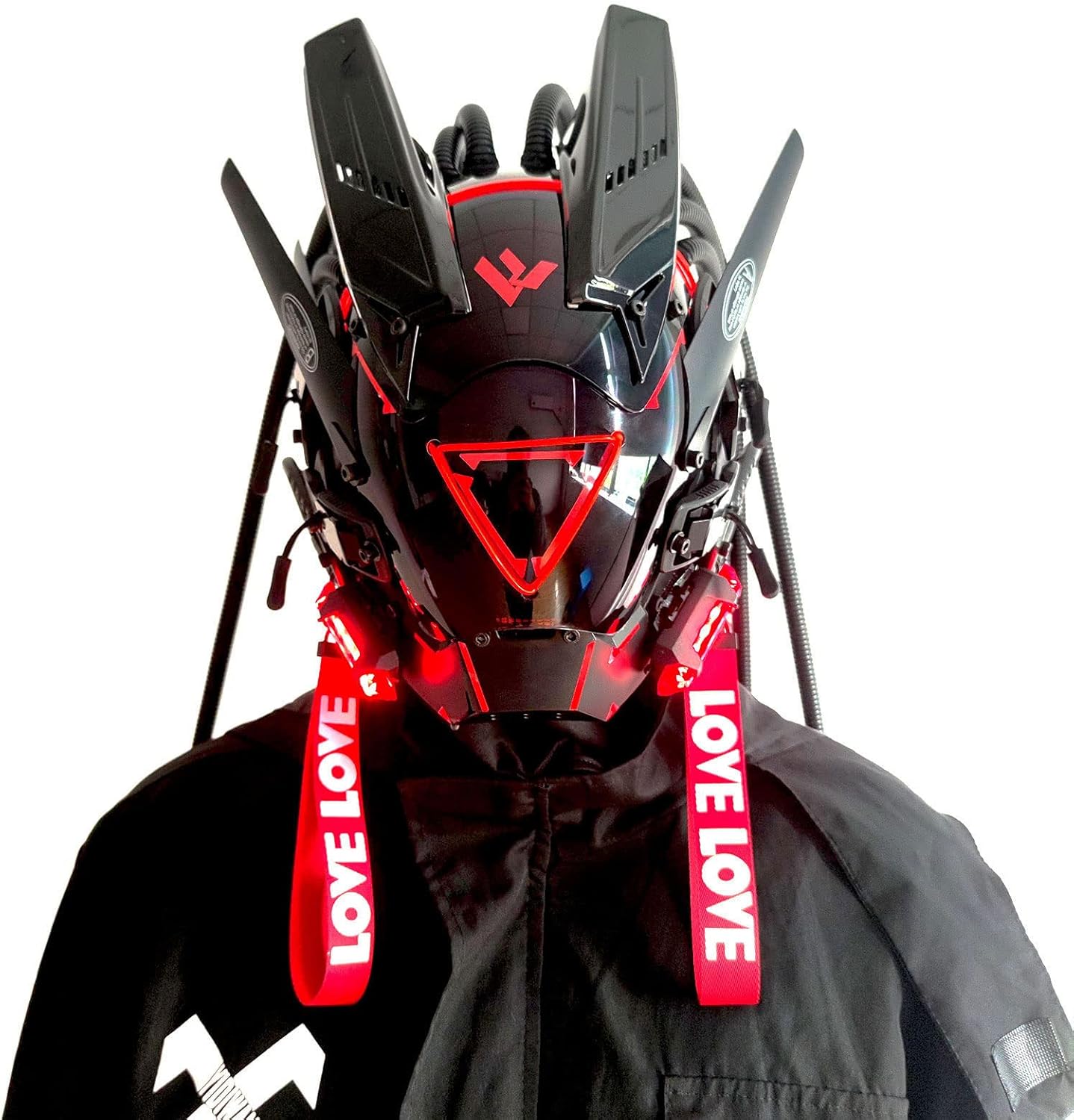 PipeHair Punk Mask Helmet,LED Light Futuristic Techwear Mask,Sci-Fi Full-Face Punk Helmet Costume Accessory PipeHair Punk Mask Helmet,LED Light Futuristic Techwear Mask,Sci-Fi Full-Face Punk Helmet Costume Accessory