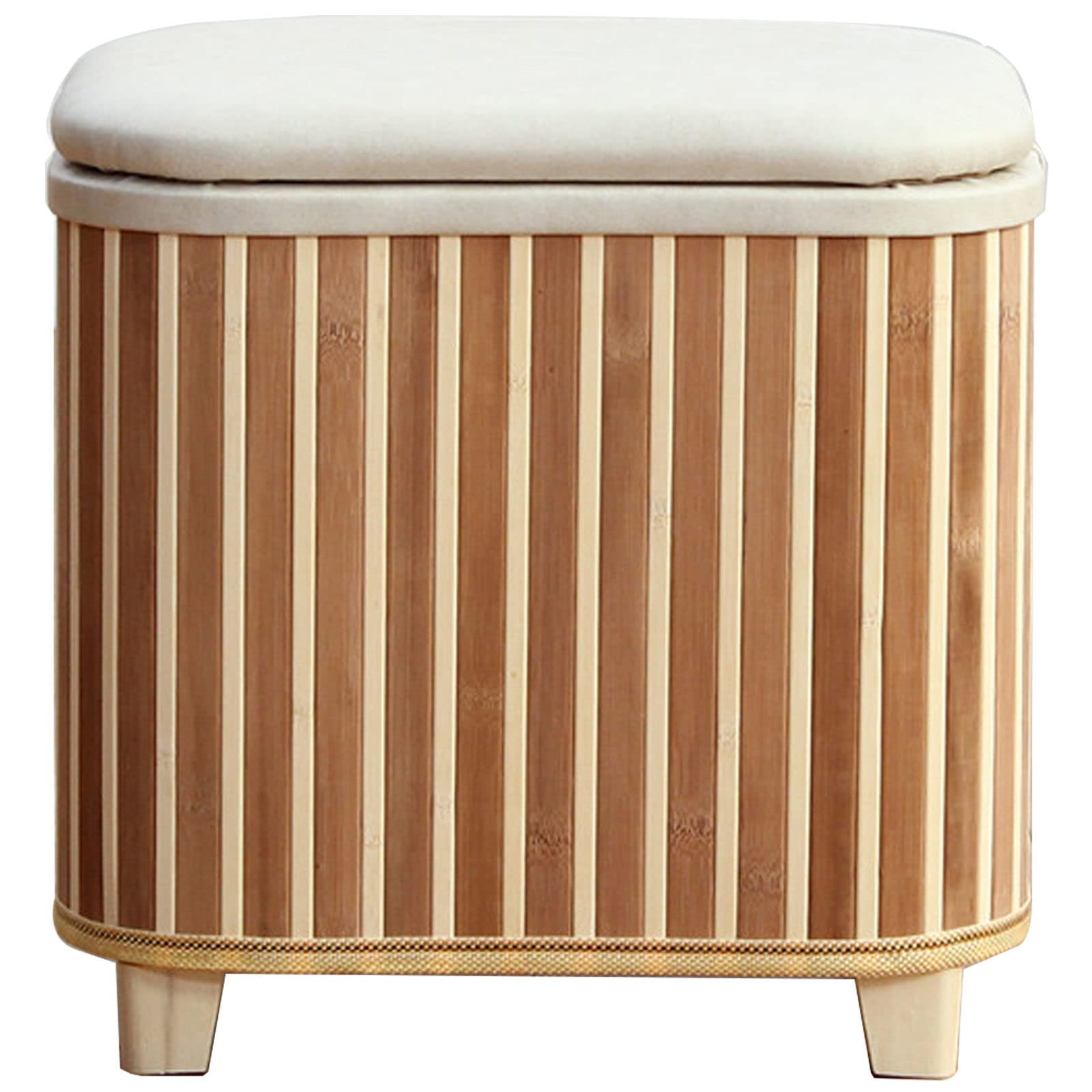 Repose-Pieds Ottoman Rangement Doublure Lavable Pouf Tissu Technique Kaki