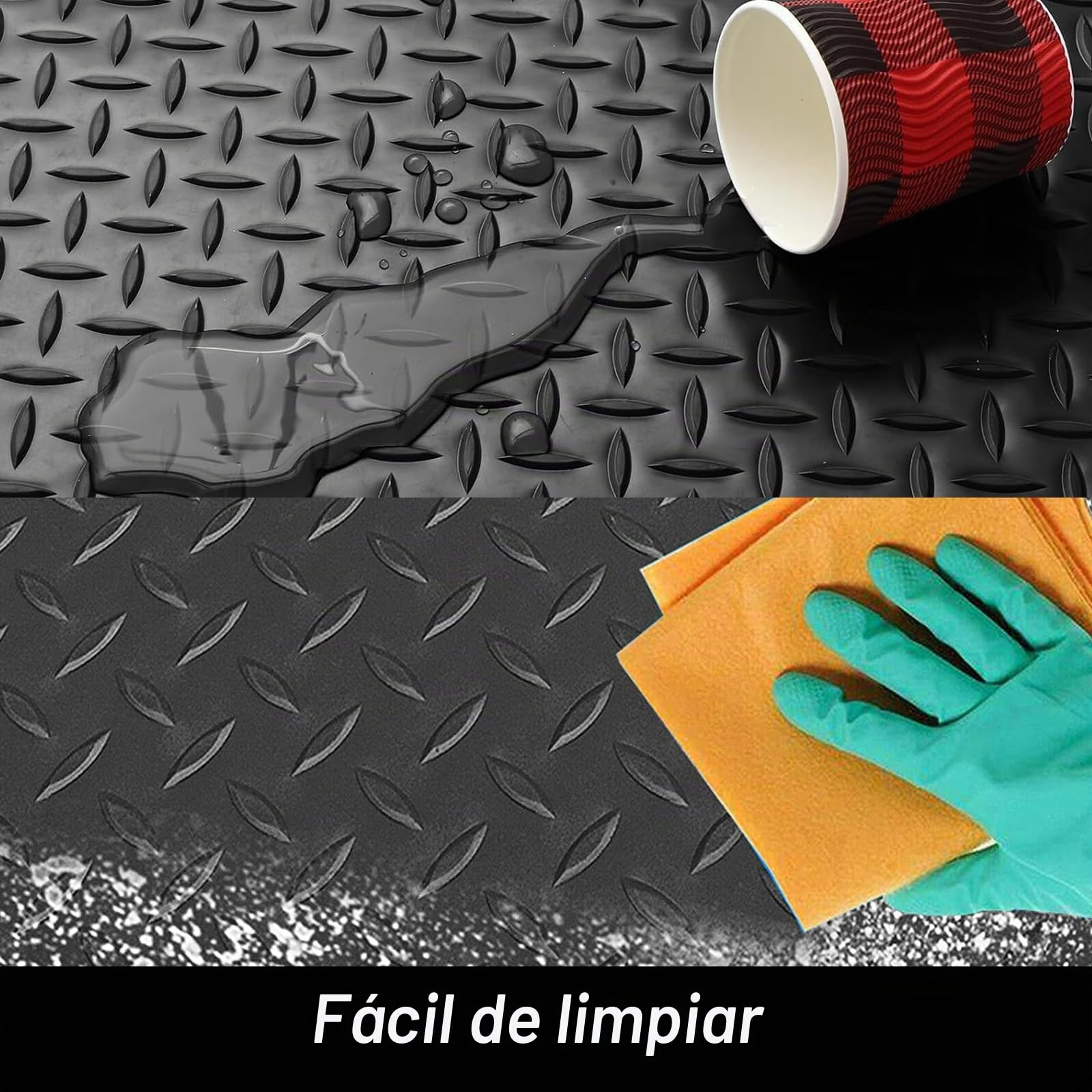 Alfombra de goma antideslizante de 500 x 100 cm, para garaje, suelo de 3 mm de grosor, alfombrilla de protección antideslizante, alfombrilla de chapa estriada, para remolque, sótano, comercial | Alfombrilla antideslizante para suelo de garaje, grosor de 3