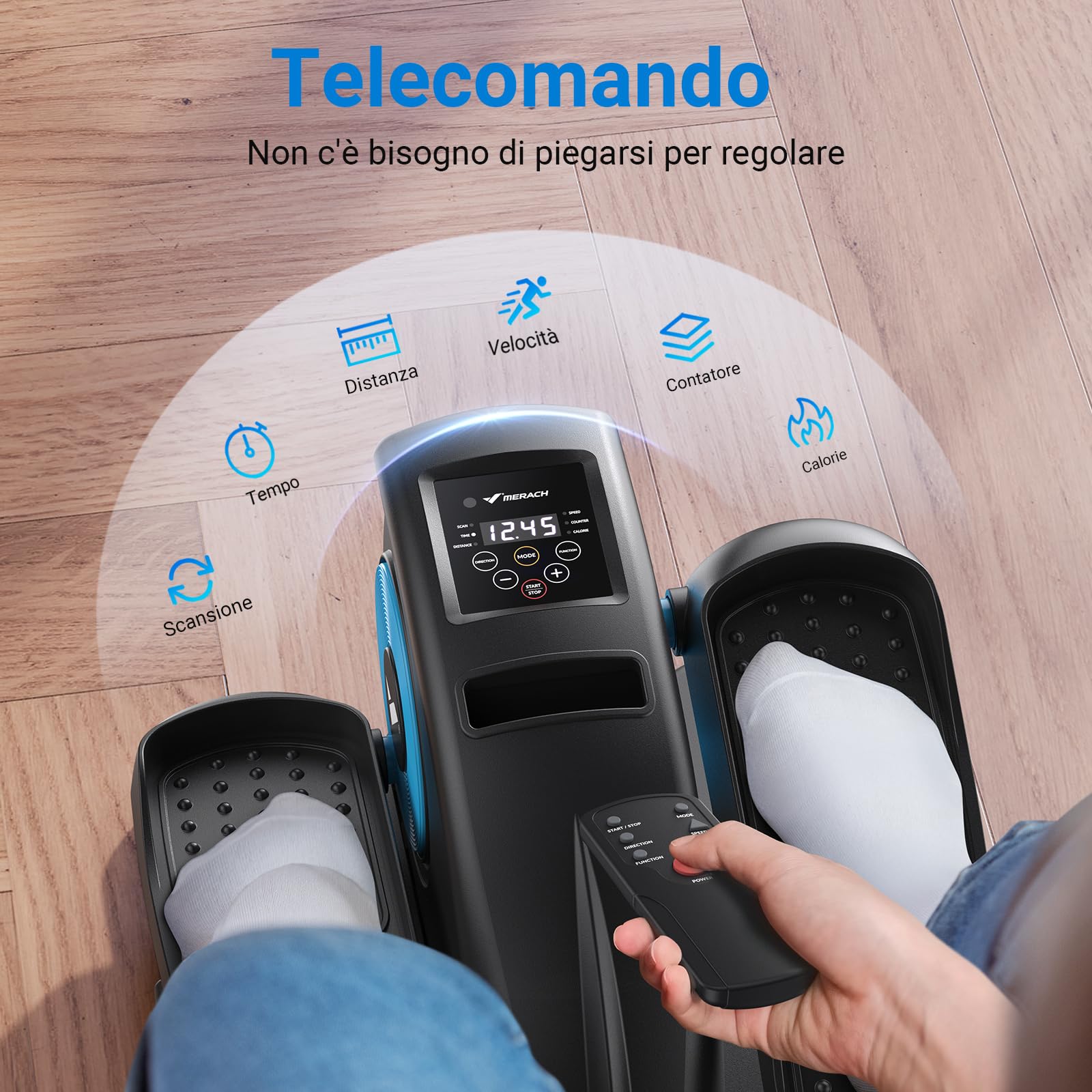 MERACH Ellittica Elettrico, Mini Ellittico Sotto Scrivania per Casa con Telecomando, Display, Silenzioso e Portatile, Trainer Ellittico per Anziani e Adulti, Ideale per Casa e Ufficio