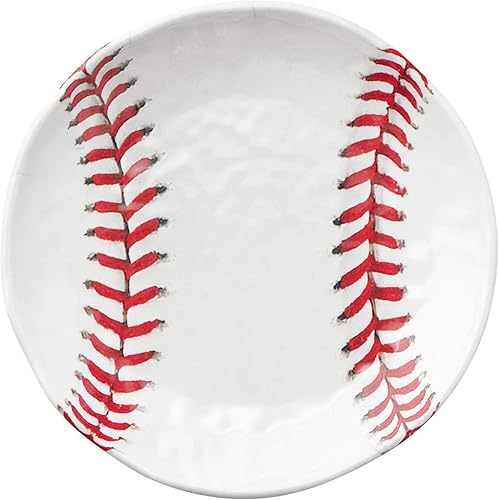 Miniatura 2 de UP ware - Platos redondos de melamina de béisbol para postre, platos pequeños para servir, para aperitivos, aperitivos y guarniciones, blanco, 6