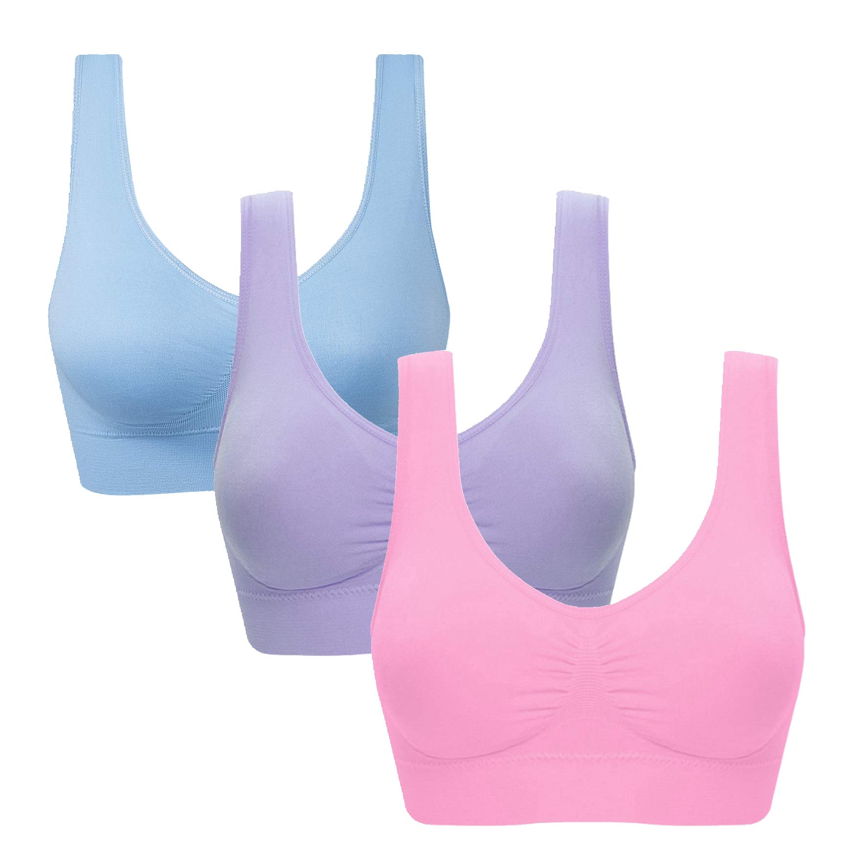 Vermilion Bird Women's 3 Pack Seamless Comfortable Sports Bra