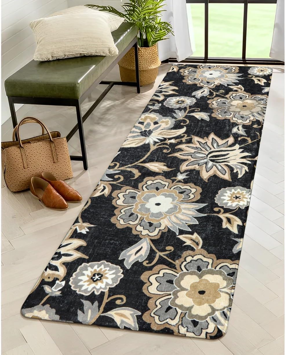 Lahome Floral Hallway Runner Rug 2x6 Washable NonSlip Carpet Runner