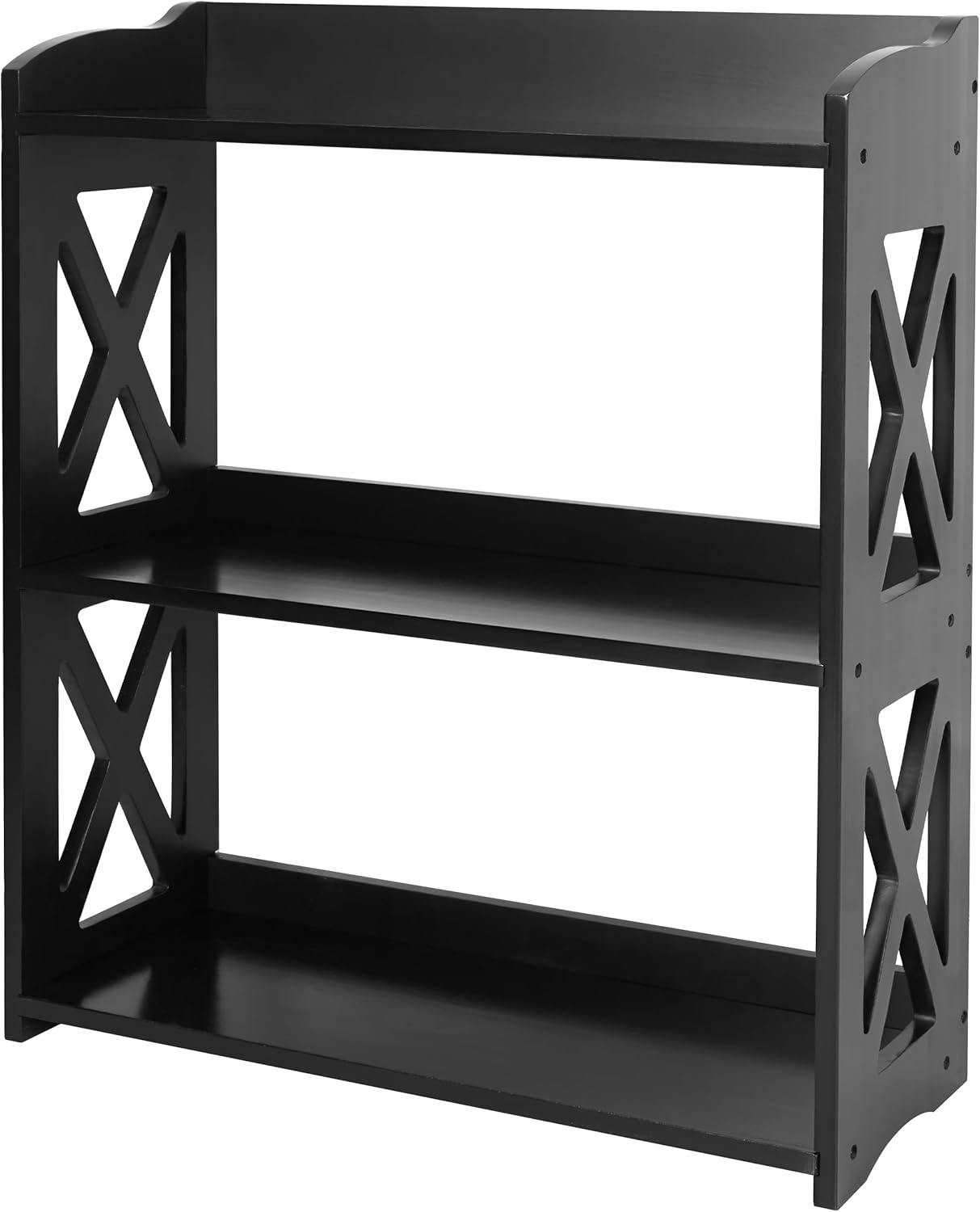 Black Bookcase by Natural Wood, 3 Tier Bookshelf, Small Book Shelves Freestanding Display Storage Shelves. Open Bookshelf for Bedroom, Living Room and Office (Black, 3 Tier) - Image 4