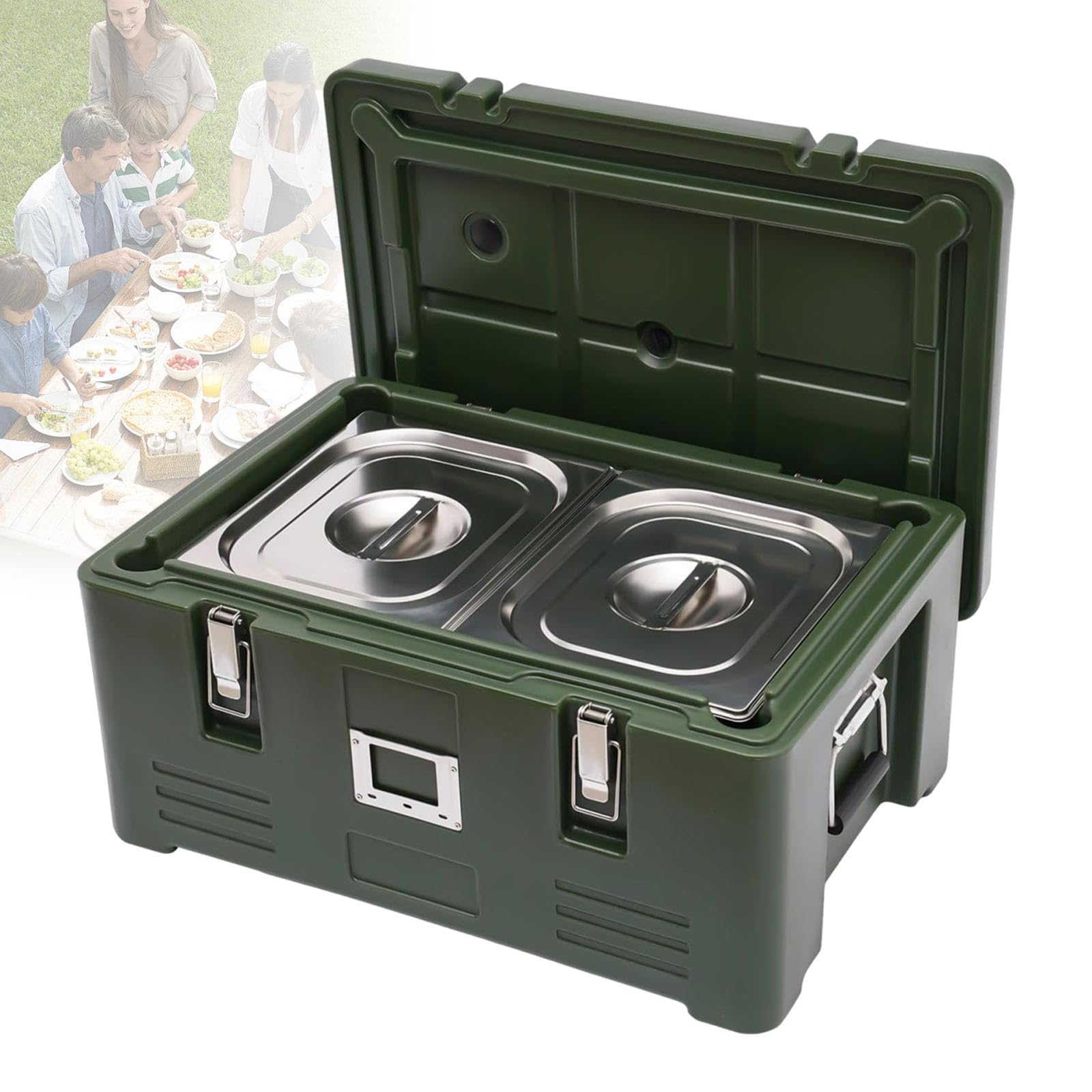 Contenedor Térmico Alimentos Caja Caliente Para Catering, Gran Capacidad Alimentos, Transporte Comida Caliente, Caja Térmica Profesional Para Restaurantes Y Hoteles(2 pans)
