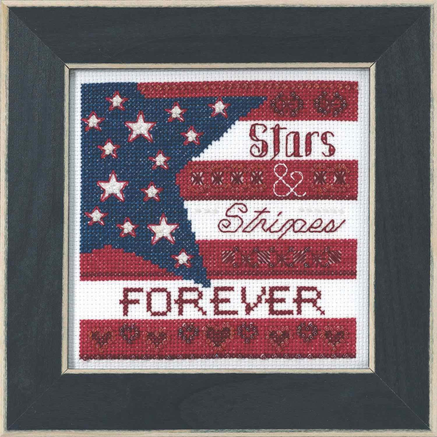 Stars and Stripes Beaded Counted Cross Stitch Kit Mill Hill 2019 Patriotic Quartet Collection MH171911