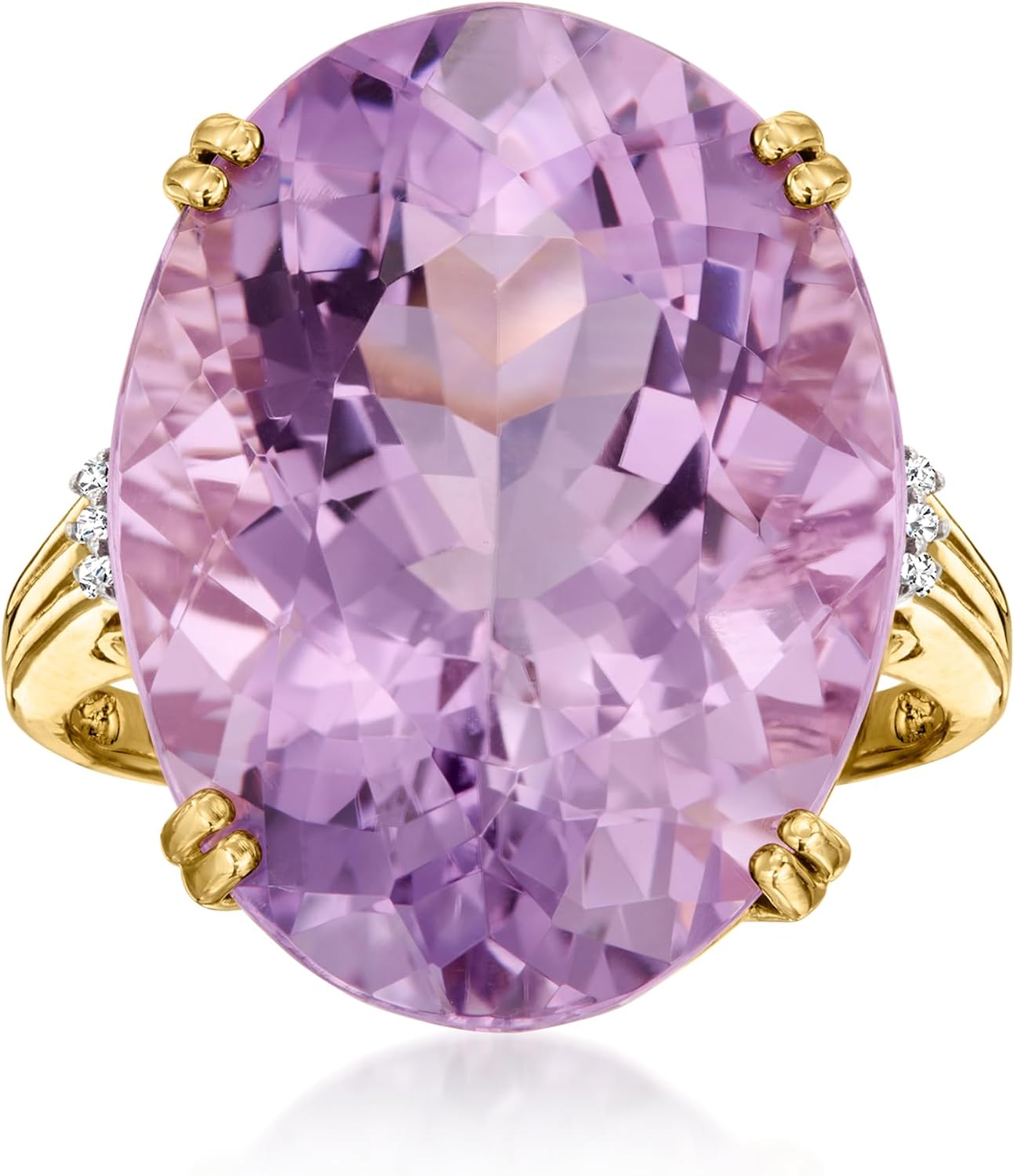 Ross-Simons 16.00 Carat Amethyst Ring With Diamonds in 14kt Yellow Gold