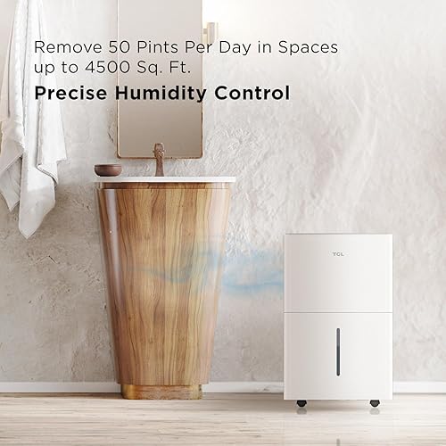 Miniatura 4 de TCL Deshumidificador inteligente de 4,500 pies cuadrados, Energy Star más eficiente 2024, 50 pintas por día, ideal para sótanos, habitaciones y