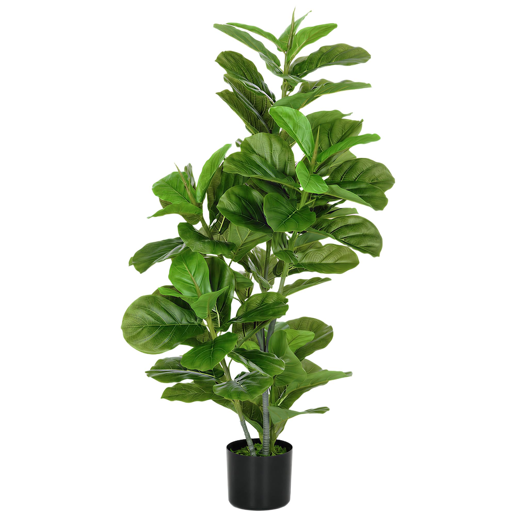 HOMCOM Planta Artificial Decorativa 110x15 cm Árbol Artificial de Ficus con 90 Hojas y Maceta para Interior Decoración para Sala de Estar Oficina Verde
