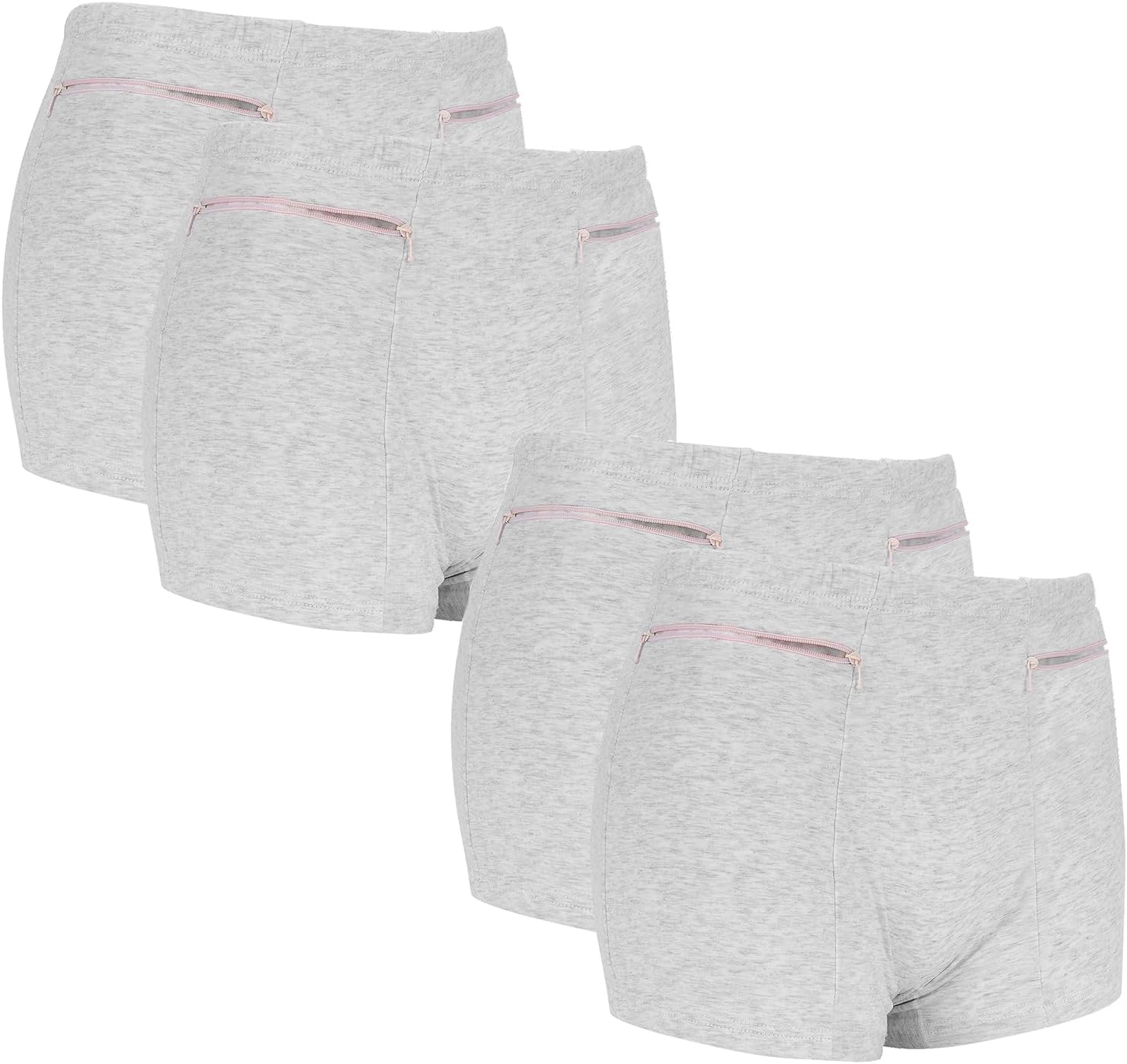 LUEXBOX Pocket Pantie for Women, Travel Underwear with Secret Pocket Panties Women's, 4 Packs (Grey)