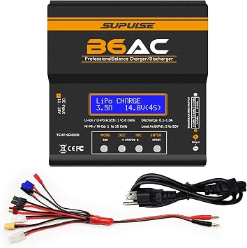 SUPULSE RC Battery Charger 80W Dual RC Car Charger Discharger AC DC Lipo Battery Charger for 2-6S Li-ion Life LiHV 1-15S NiCd NiMH PB Lipo Balance Charger Tamiya/JST/EC3/FUTABA/XT60 Power Supply