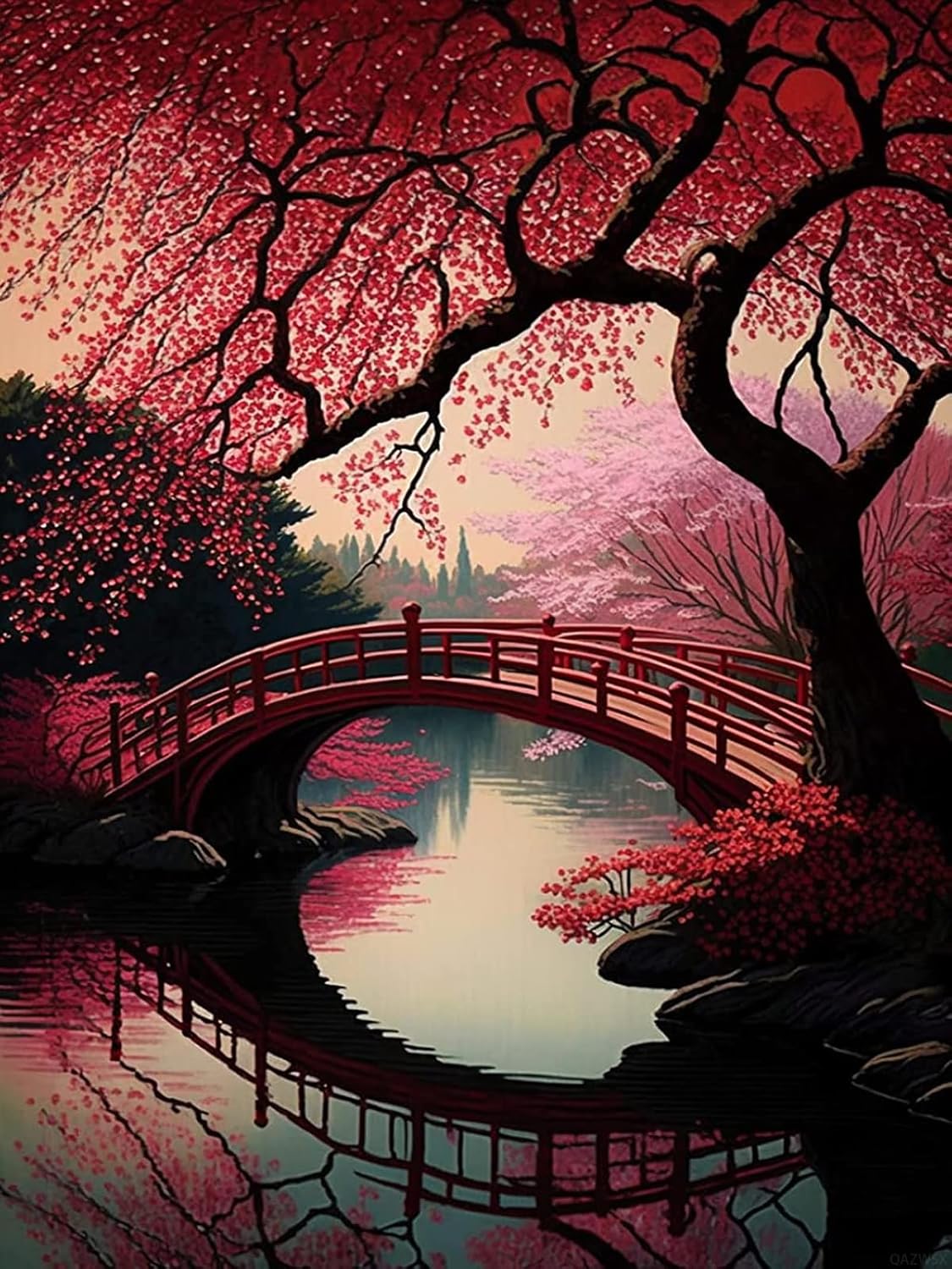 QAZWSX Cherry Blossom Tree Diamond Painting Kits View Diamond Painting Full Round Diamond Crystal Art Kits for Adults for Christmas New Year Valentine's Day Decor Gift 12x16 inch