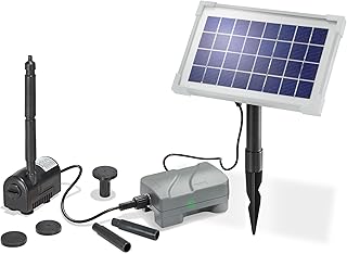 esotec Solar Teichpumpen Set RIMINI PLUS 3,5/175, Pumpensystem, Akkubox Pumpe Solarmodul, Wasserspiel, Springbrunnen, Solarbrunnen Gartenteich, Springbrunnenpumpe, 0,6m 175l/h 101709