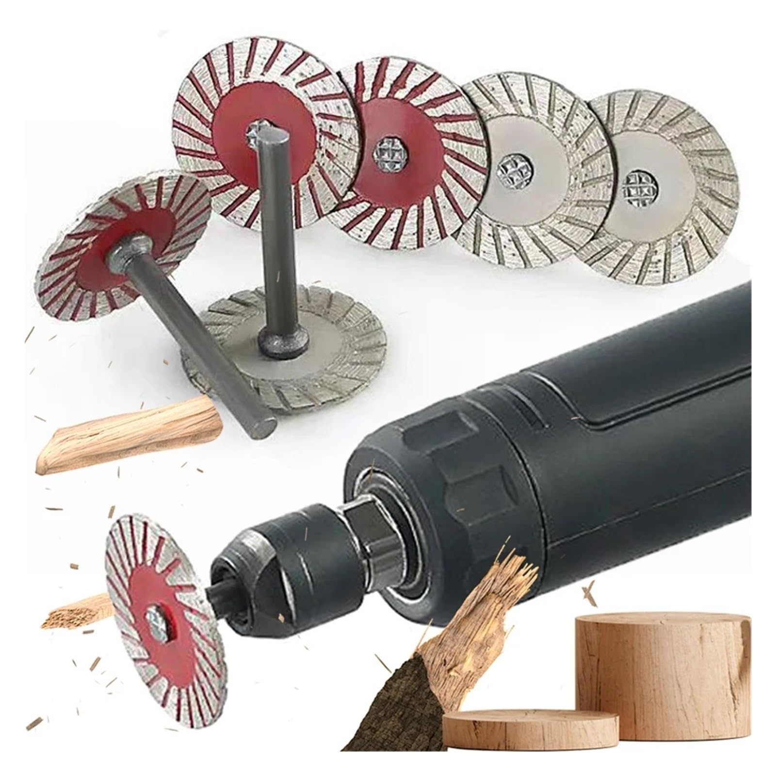 1/10 stücke Mini Kreissägeblatt Set Trennscheibe Holz Stein Granit Rad Drehwerkzeug(Red,10pcs)