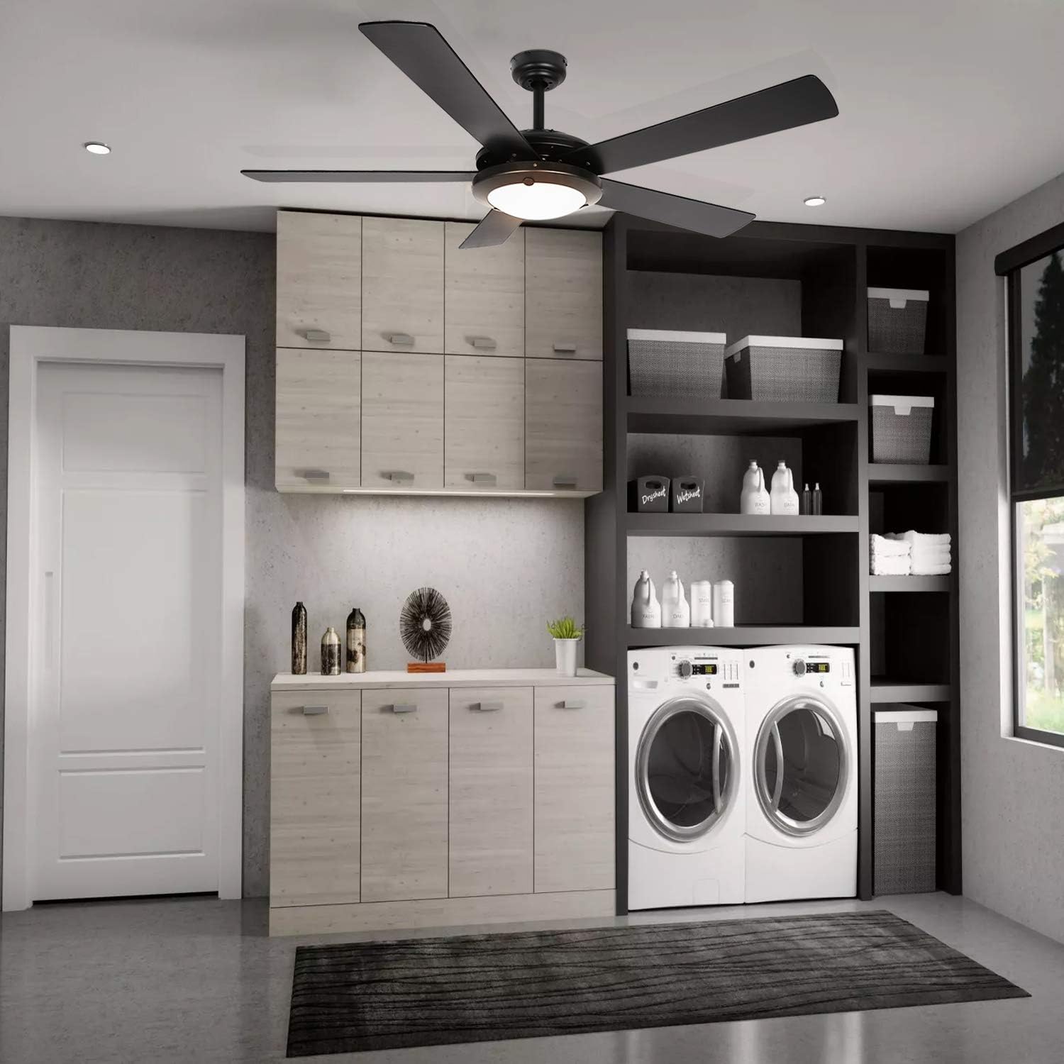 52 Inch Modern Style Indoor Ceiling Fan with Dimmable Light Kit and Remote Control, Reversible Motor, ETL for Living room, Bedroom, Basement, Kitchen, Garage : Tools & Home Improvement