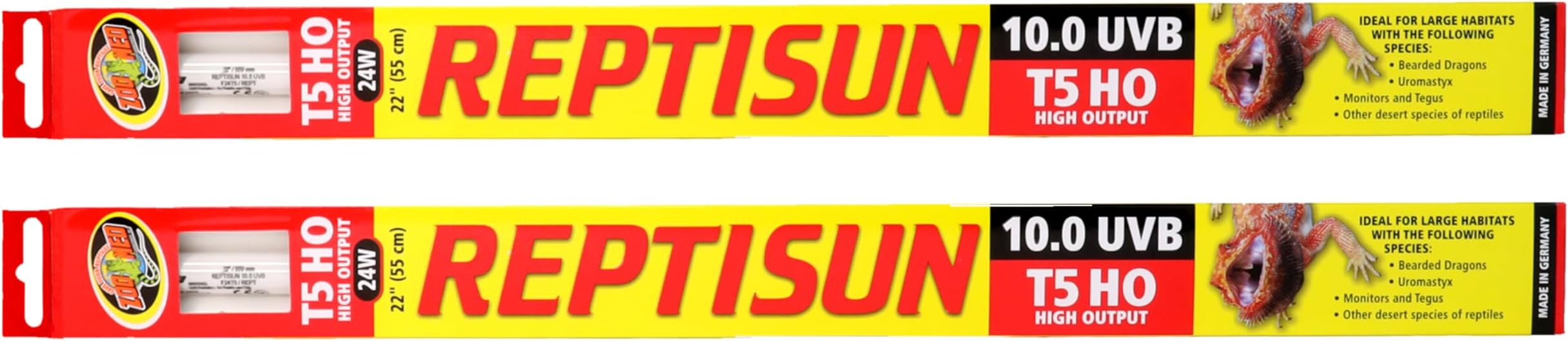 Zoo Med 2 Pack of T5 HO ReptiSun 10.0 UVB Lamps