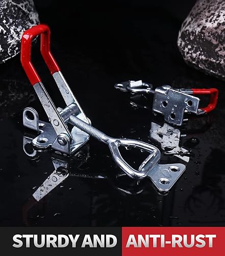 Miniatura 4 de Abrazadera de pestillo de palanca de alta resistencia 4003, pestillo de abrazadera de palanca ajustable grande con orificio de bloqueo, 1320 libras