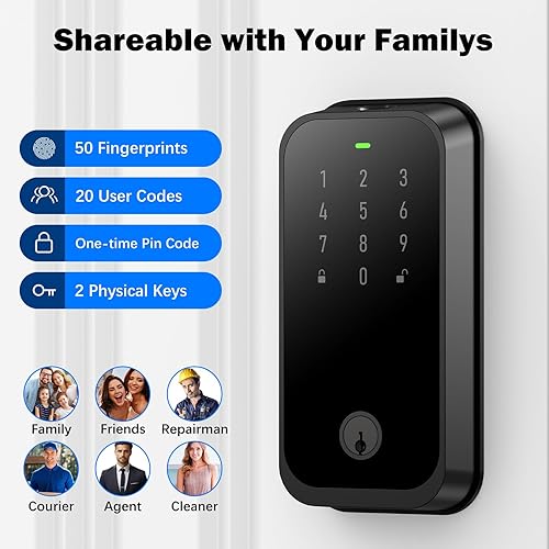 Miniatura 3 de Cerradura de puerta inteligente sin llave de huella digital con código electrónicotarjeta de teléfonollave física para puerta delantera, fácil
