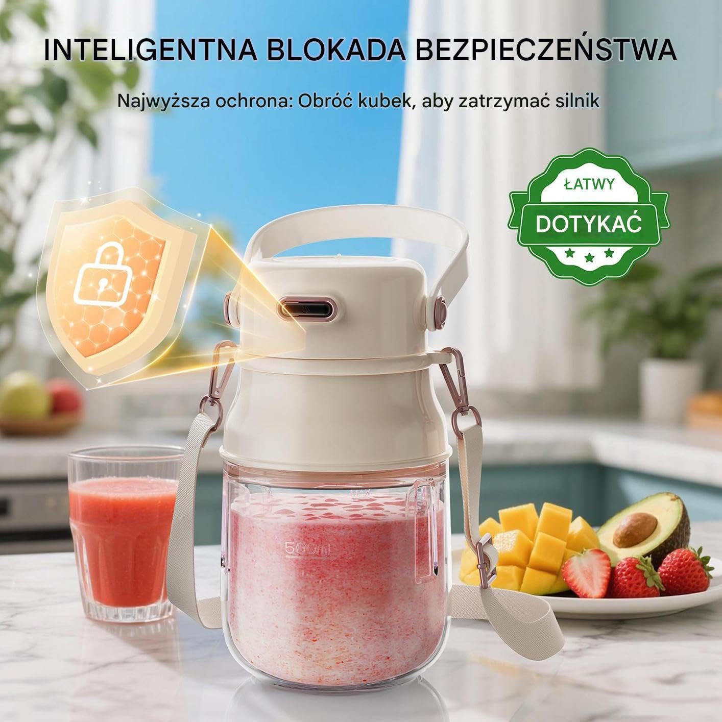 Blender akumulatorowy Shaker Mikser Do Shake'ów Białkowych, Mleka | Osobisty Blender Kubkowy Sokowirówka Koktajle Proteinowe Kawa Sok Napoje Na Podróż Dom Kuchnia Kemping Piknik Plaża