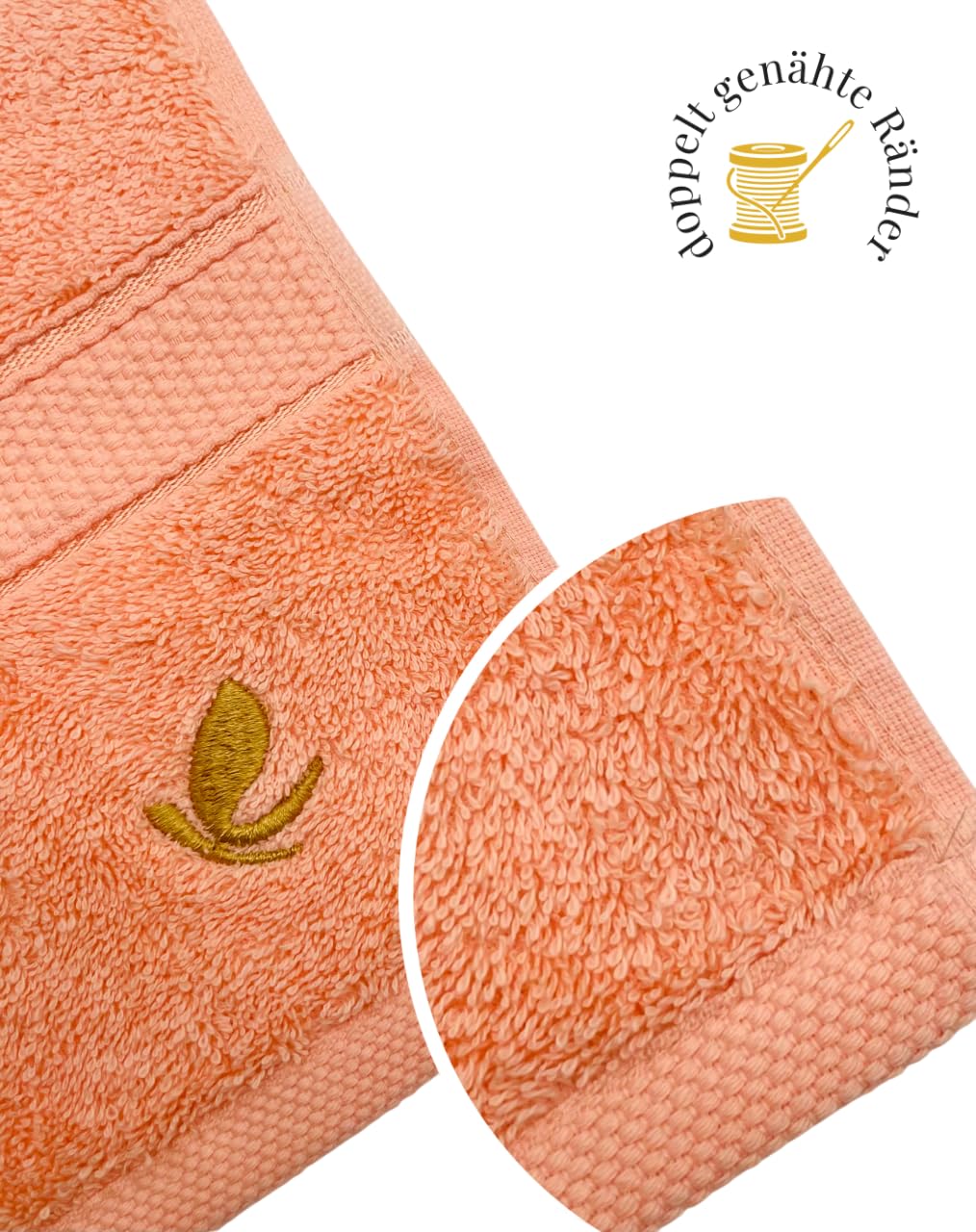 Premium Badetuchset 100% Baumwolle 550 g/m² ÖKOTEX Zertifiziert 2X 50x100 2X 70x140 cm Salmon