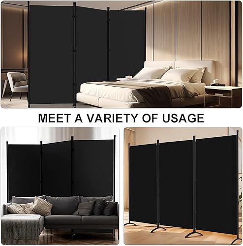 Miniatura 6 de Divisor de habitación, pantalla de privacidad de 3 paneles, marco de acero portátil con gancho y bucle para el hogar, oficina, aula, estudio,