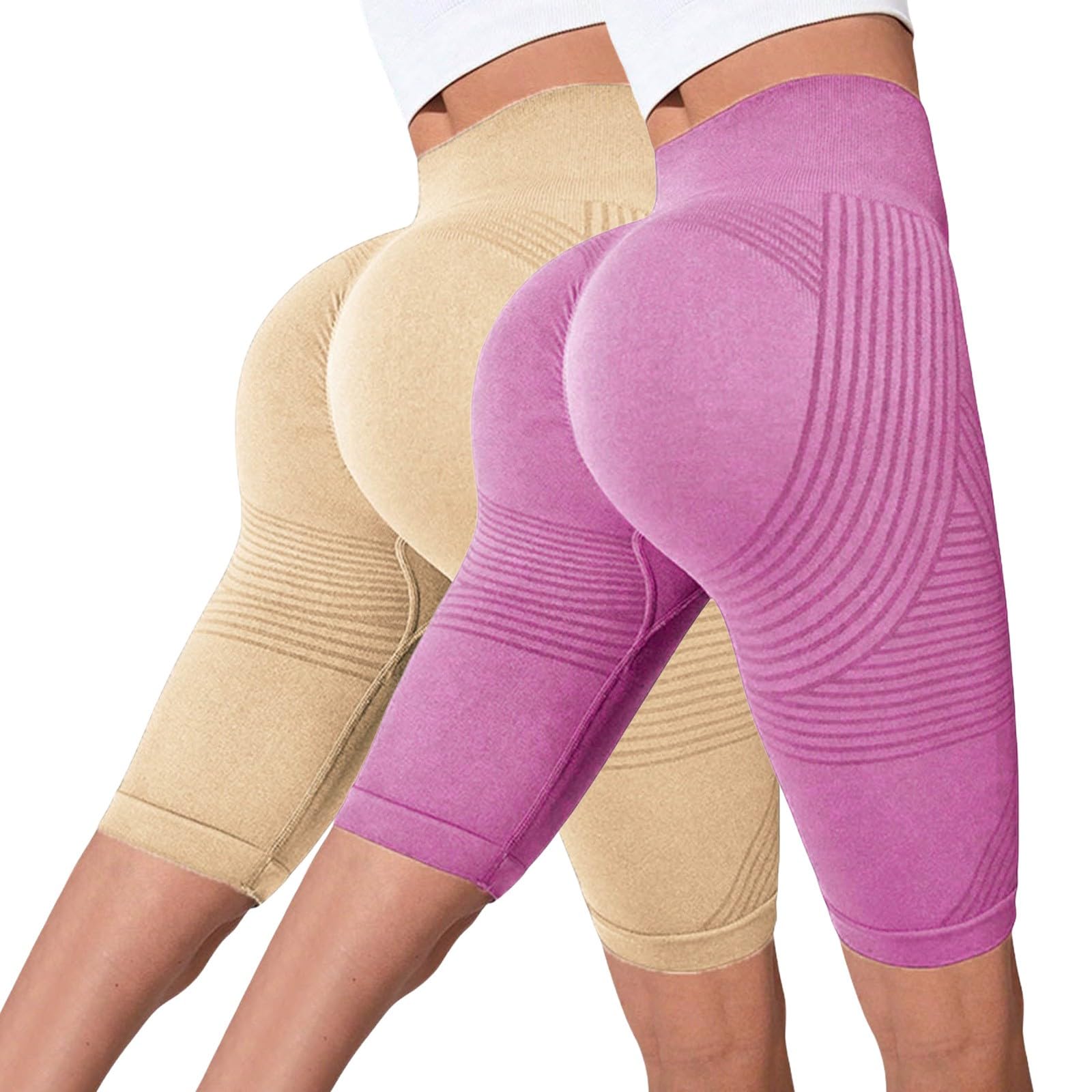 2 Pièces Legging Anti Cellulite Court Femme 3D Original,Leggings 3D Anti Cellulite, Legging à Compression - Minceur Taille Haute sans Couture Yoga Fitness Sport Pantalon Short Sport Femme
