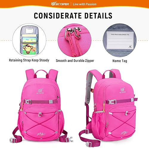 Miniatura 4 de SKYSPER Mochila para niños, mochila de viaje de 15 litros, pequeña edad de 4 a 6 años, diseño ergonómico, multicompartimento, transpirable, bolsa de