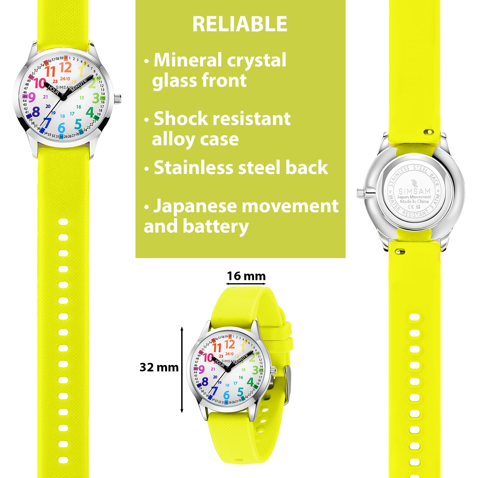 SIMSAM Reloj infantil para niños a partir de 6, reloj de aprendizaje para niños a partir de 8, reloj infantil para niñas de 10 años, reloj de pulsera para niños de 12 años, reloj de pulsera para niñas