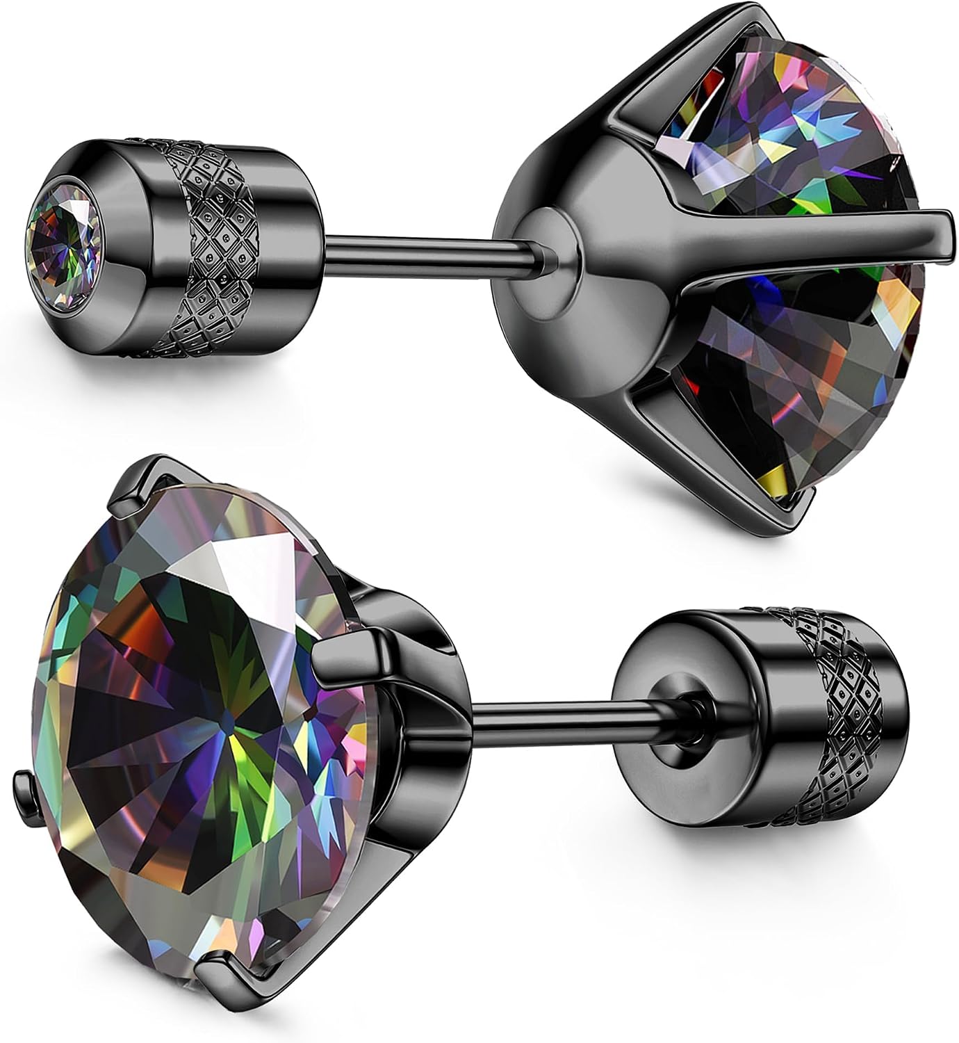 Hypoallergenic G23 Implant Grade Titanium Screw Back Earrings 20G Pure Titanium for Sensitive Ears 5A CZ Earring Studs Sleeper for Women Men Double Side Earrings Piercing