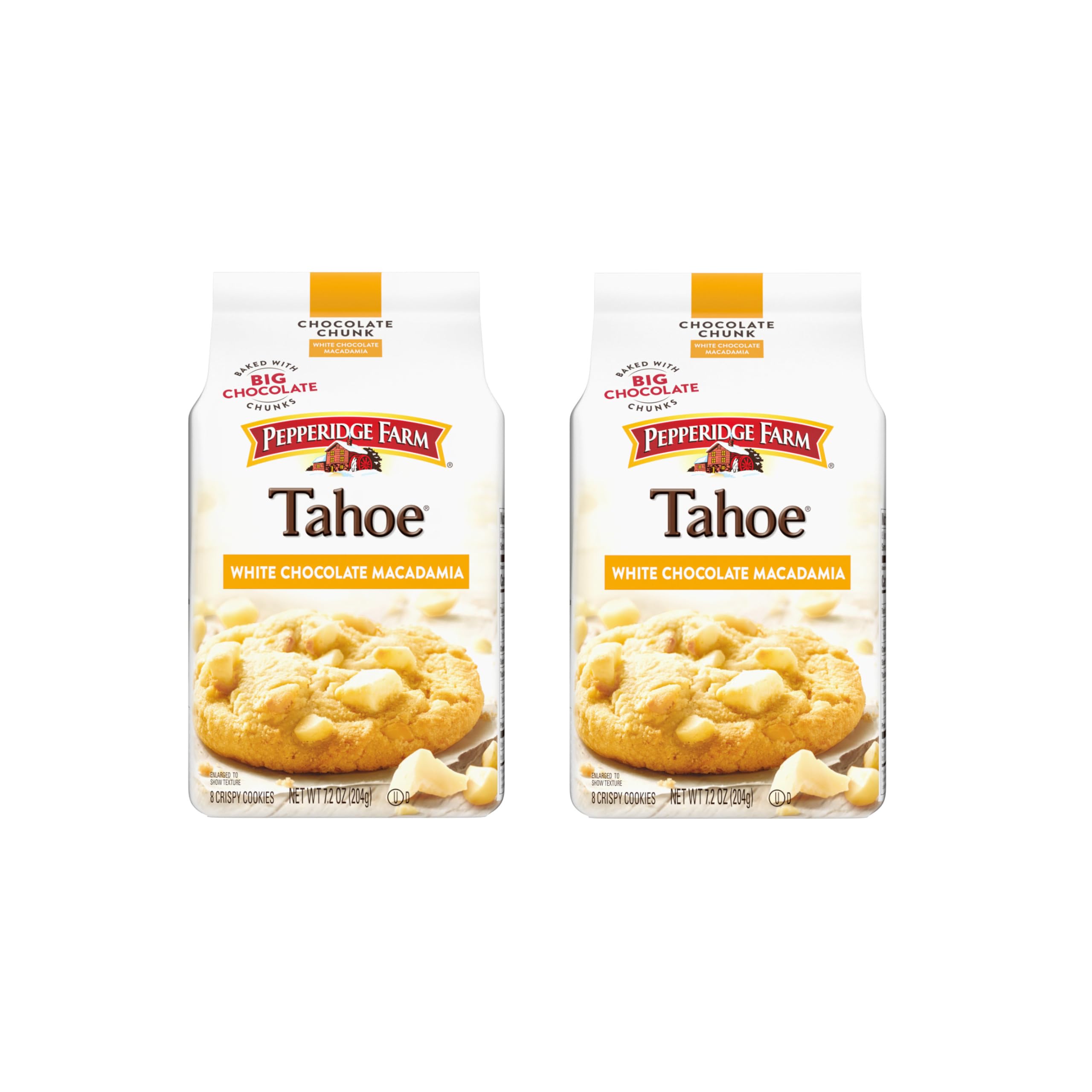 Pepperidge Farm Tahoe Crispy White Chocolate Macadamia Nut Cookies, 7.2 OZ Bag (8 Cookies) (Pack of 2)