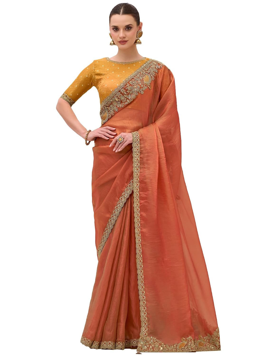 AKHILAM Women's Satin Heavy Embroidered Work Saree With Unstitched Blouse Piece - Review, Price and Buying Guide