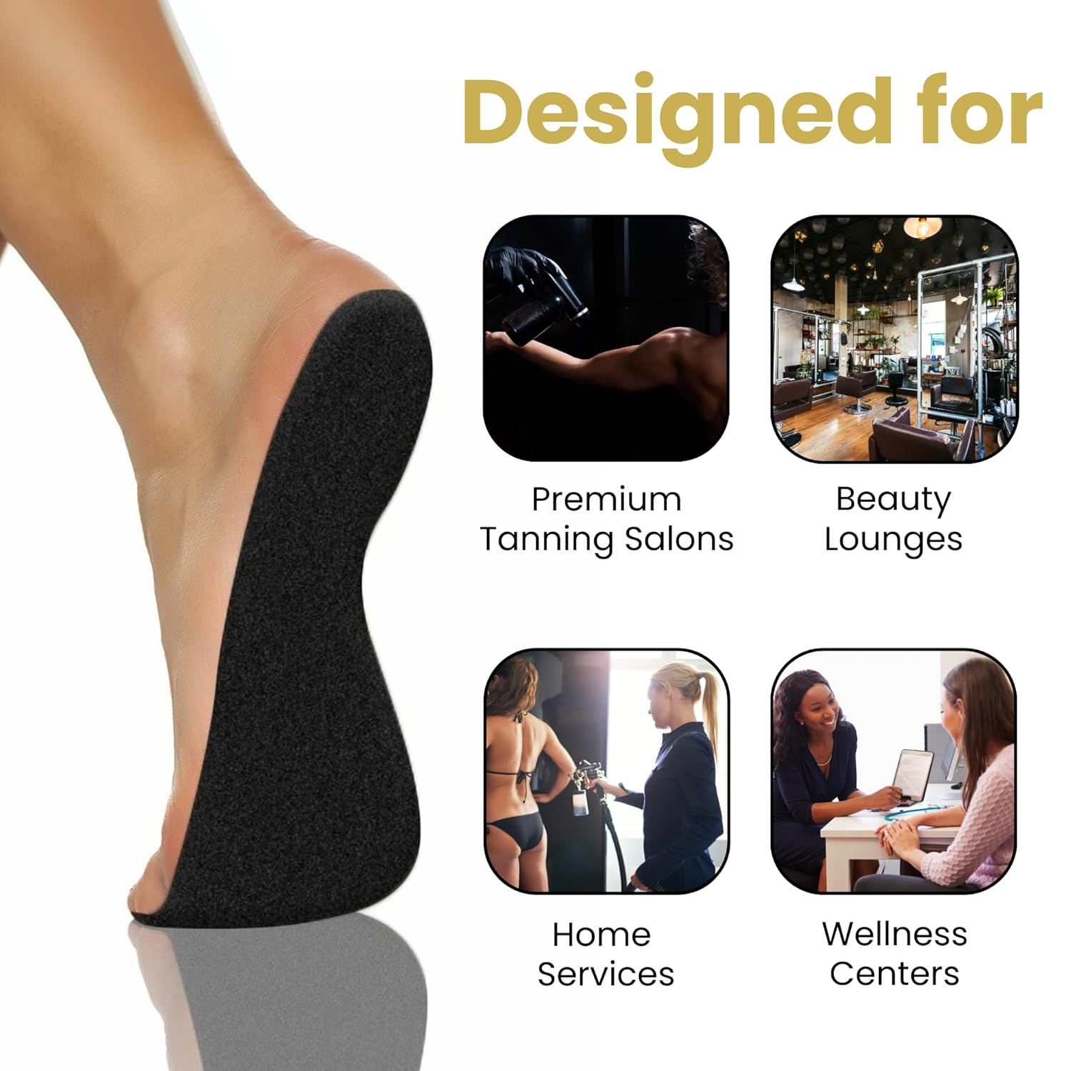 Premium 60Pairs Foam Pads for Spray Tanning – Disposable Spray Tan Feet Pads – Easy-to-Use Foot Protectors Designed for Salons and Mobile Spray Tanning Professionals (Black)
