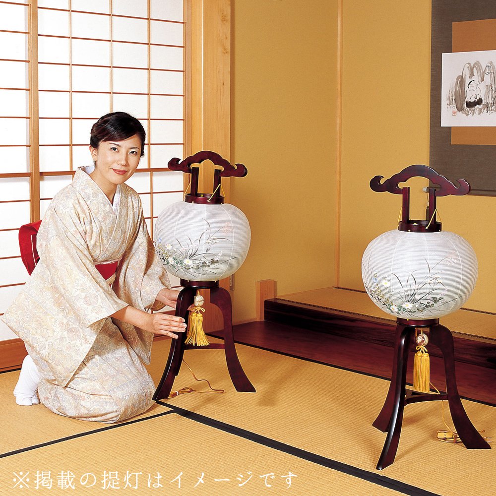 Amazon｜なごみ工房 盆提灯 松印黒蒔絵入り 11号 行灯 提灯 初盆 新盆
